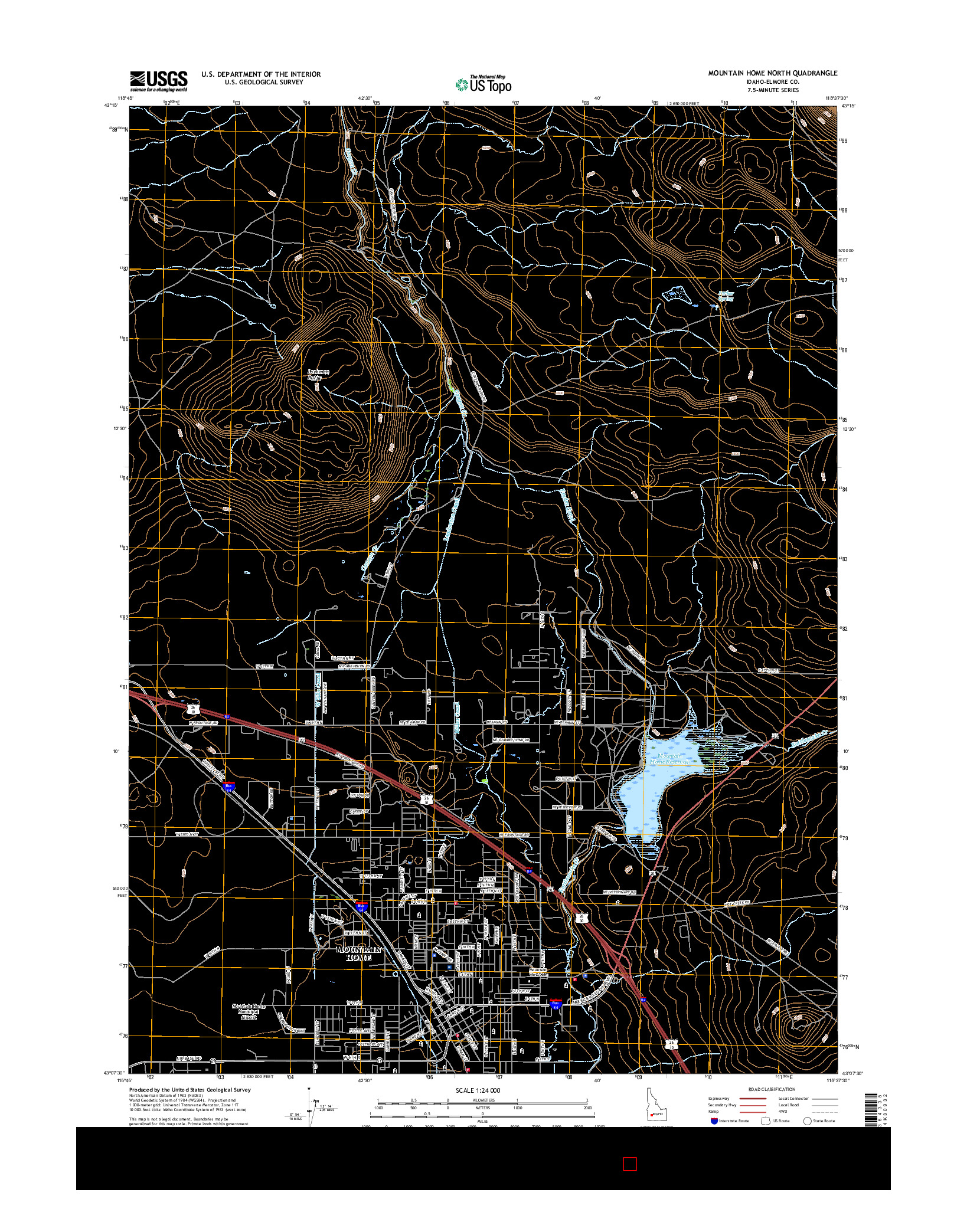 USGS US TOPO 7.5-MINUTE MAP FOR MOUNTAIN HOME NORTH, ID 2017