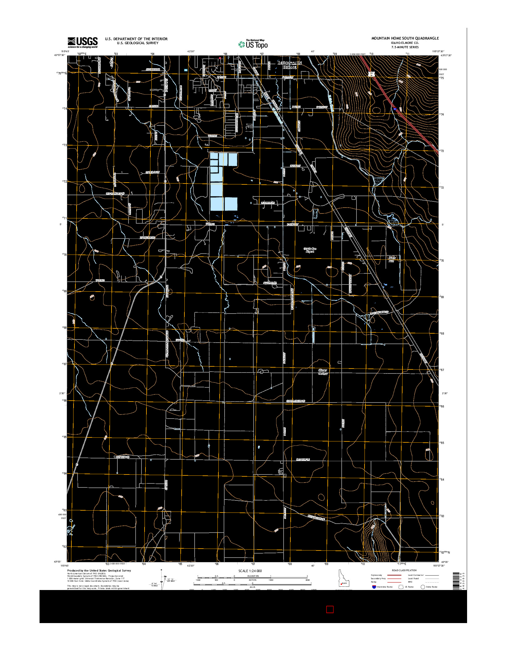 USGS US TOPO 7.5-MINUTE MAP FOR MOUNTAIN HOME SOUTH, ID 2017