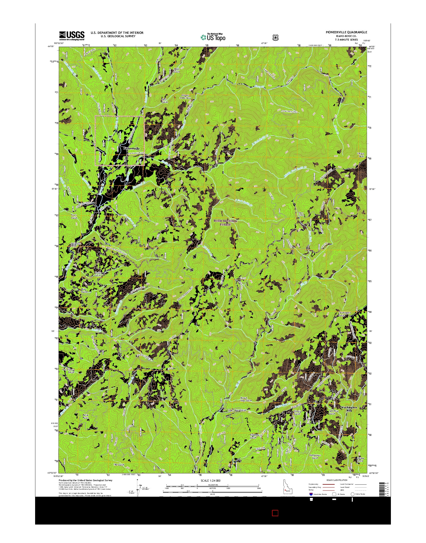 USGS US TOPO 7.5-MINUTE MAP FOR PIONEERVILLE, ID 2017