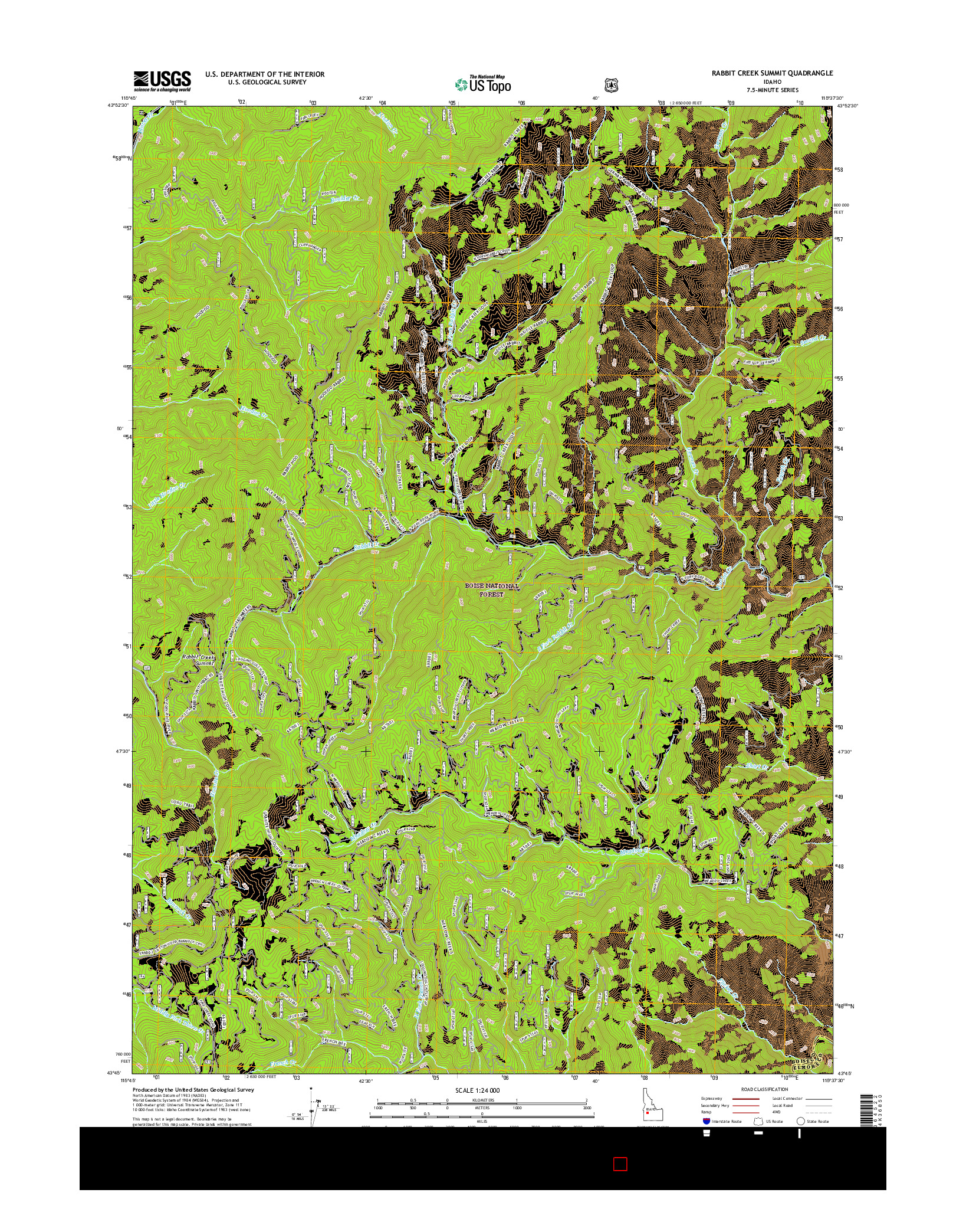 USGS US TOPO 7.5-MINUTE MAP FOR RABBIT CREEK SUMMIT, ID 2017