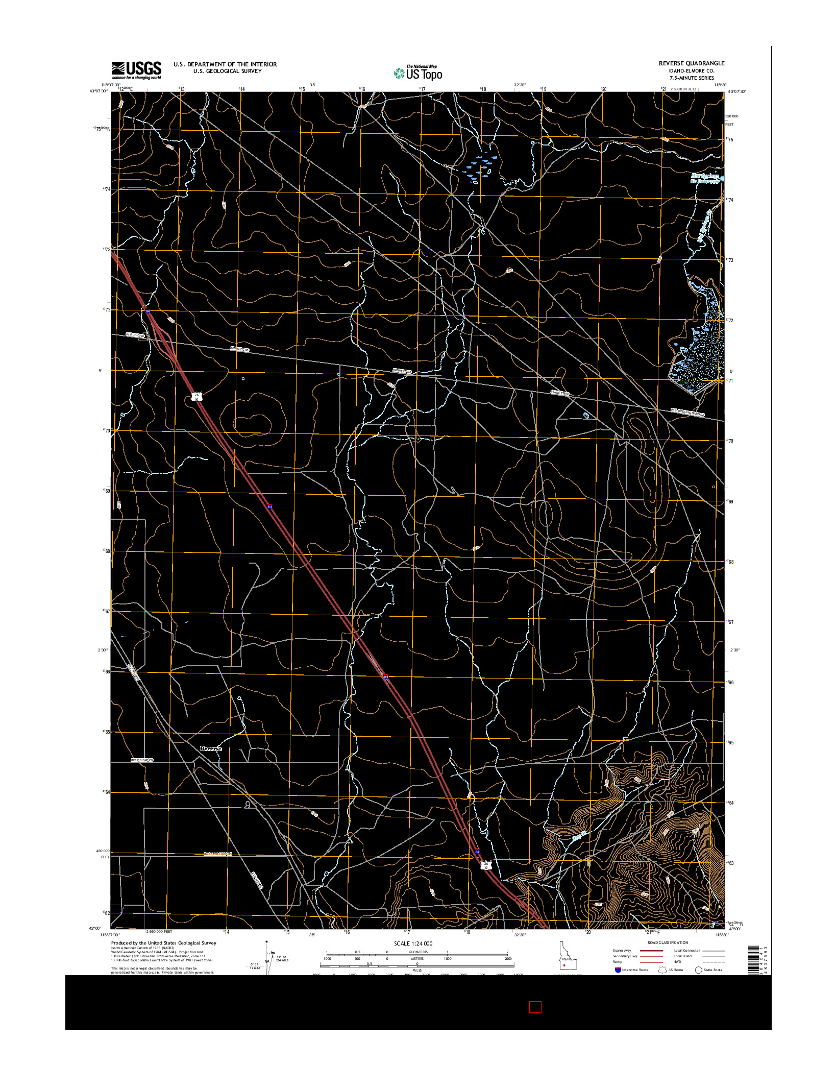 USGS US TOPO 7.5-MINUTE MAP FOR REVERSE, ID 2017