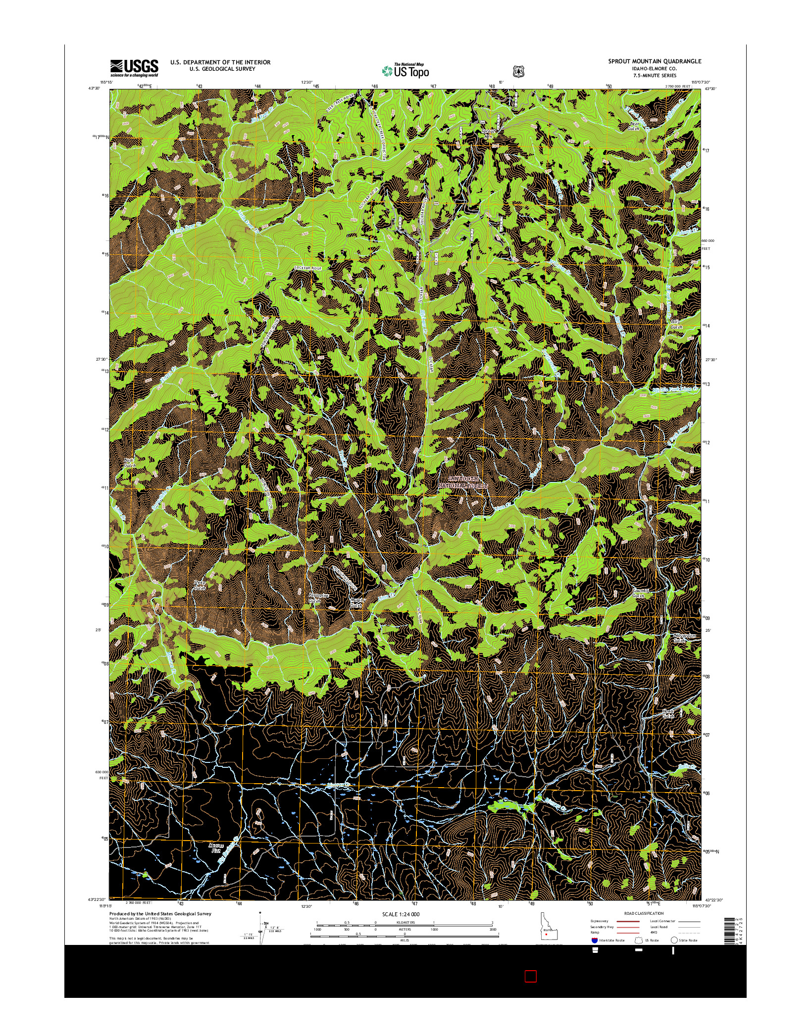 USGS US TOPO 7.5-MINUTE MAP FOR SPROUT MOUNTAIN, ID 2017