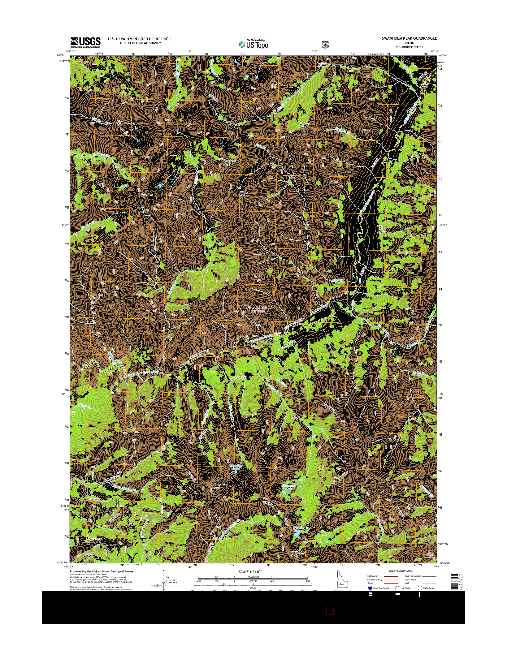 USGS US TOPO 7.5-MINUTE MAP FOR SWANHOLM PEAK, ID 2017
