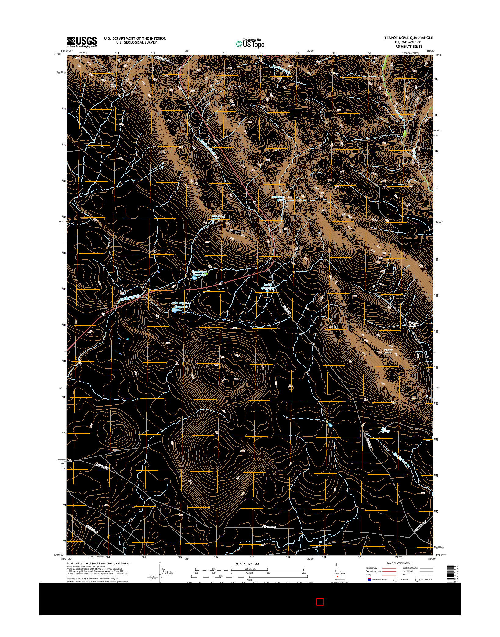 USGS US TOPO 7.5-MINUTE MAP FOR TEAPOT DOME, ID 2017