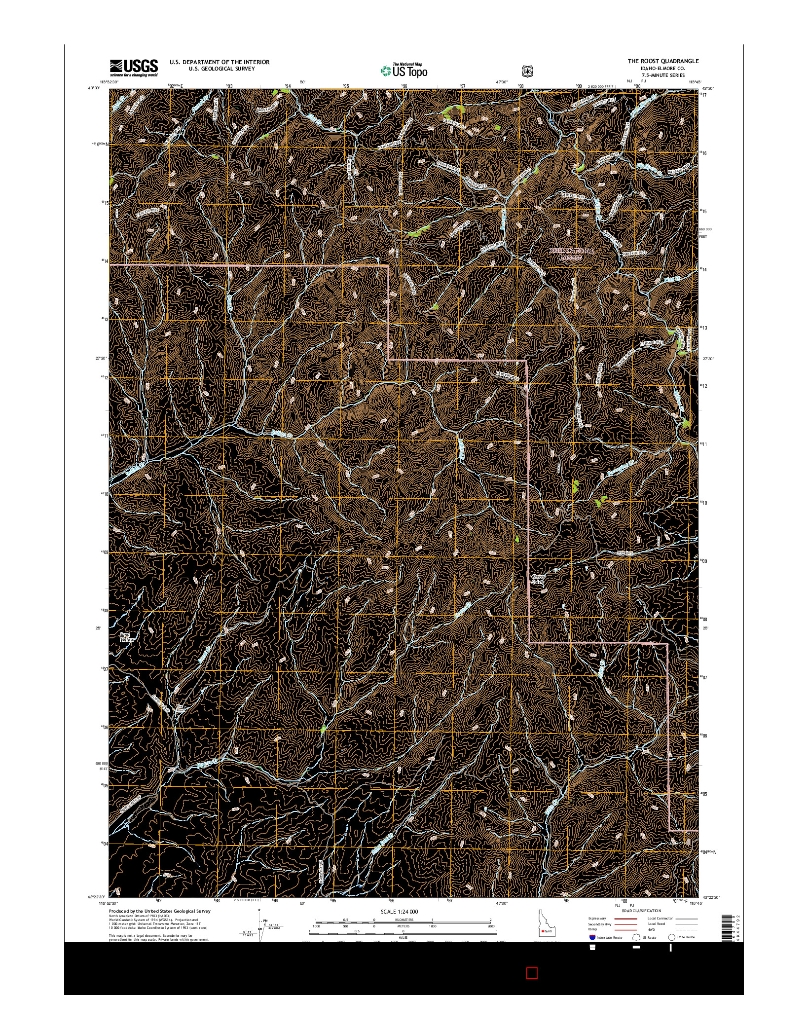 USGS US TOPO 7.5-MINUTE MAP FOR THE ROOST, ID 2017