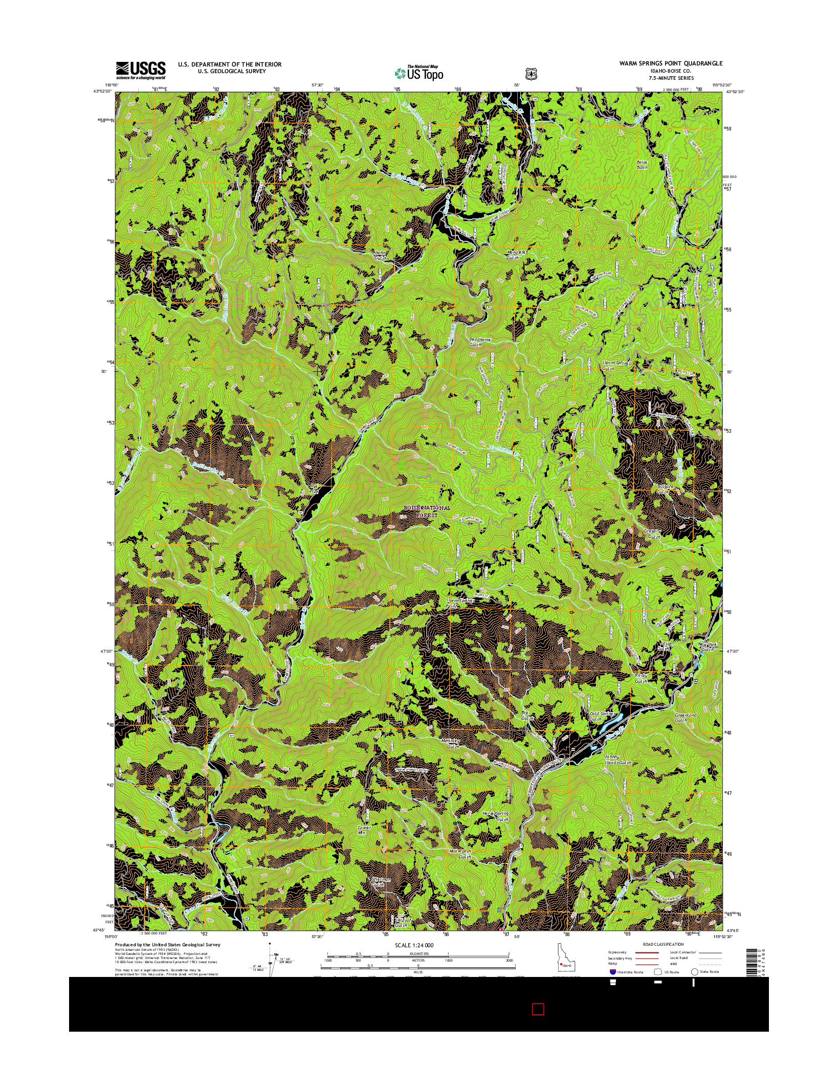 USGS US TOPO 7.5-MINUTE MAP FOR WARM SPRINGS POINT, ID 2017