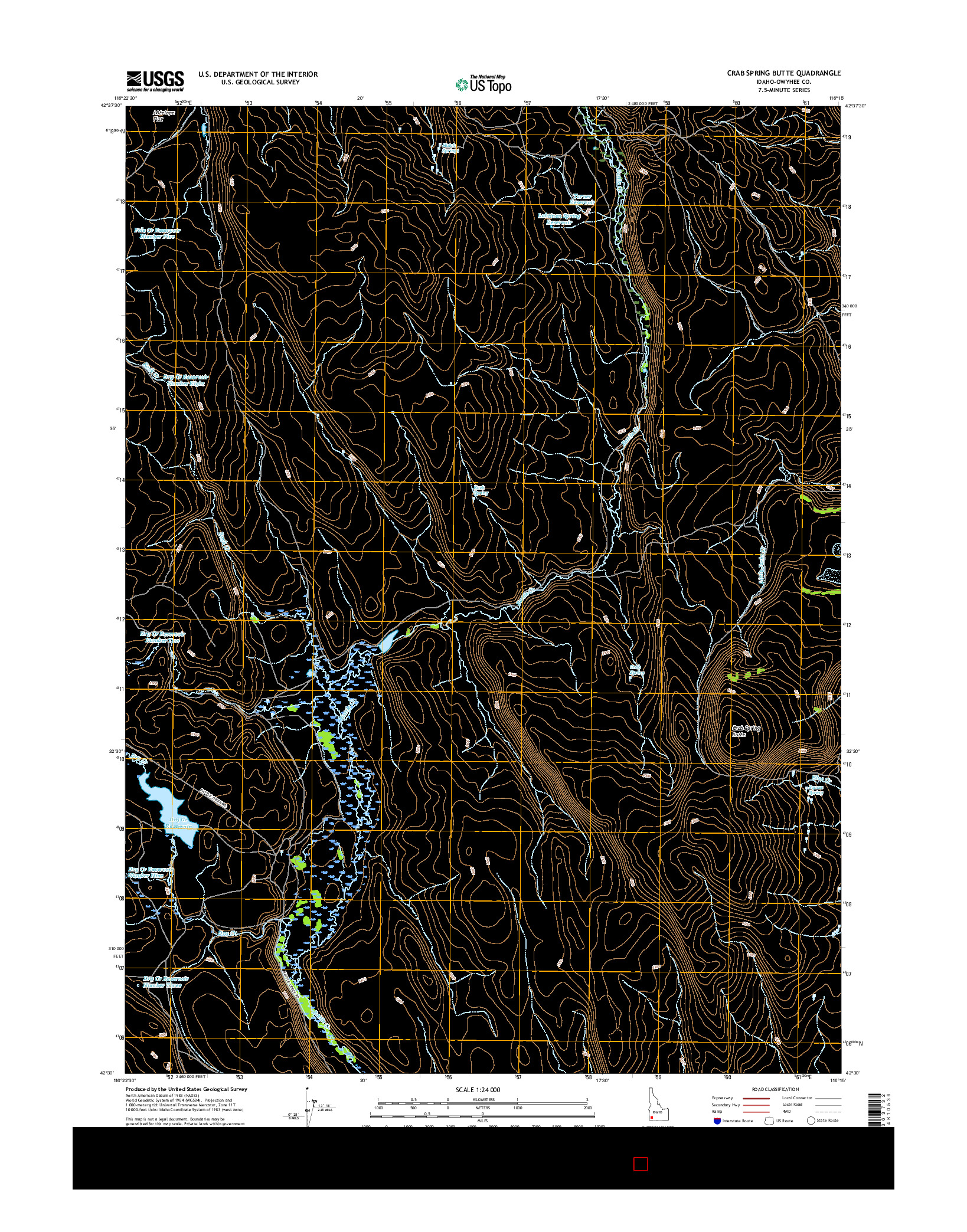 USGS US TOPO 7.5-MINUTE MAP FOR CRAB SPRING BUTTE, ID 2017