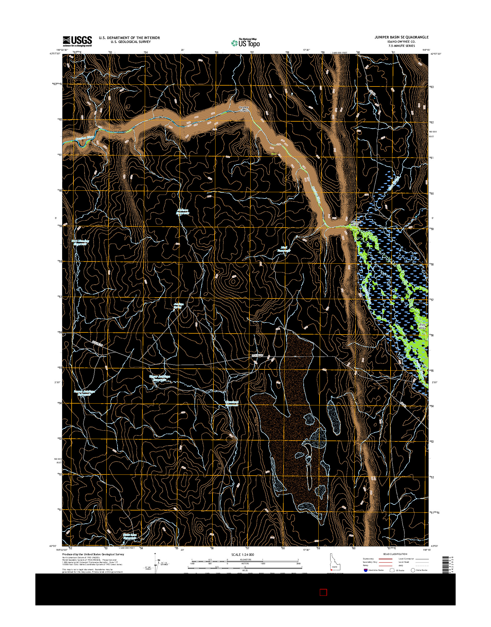 USGS US TOPO 7.5-MINUTE MAP FOR JUNIPER BASIN SE, ID 2017