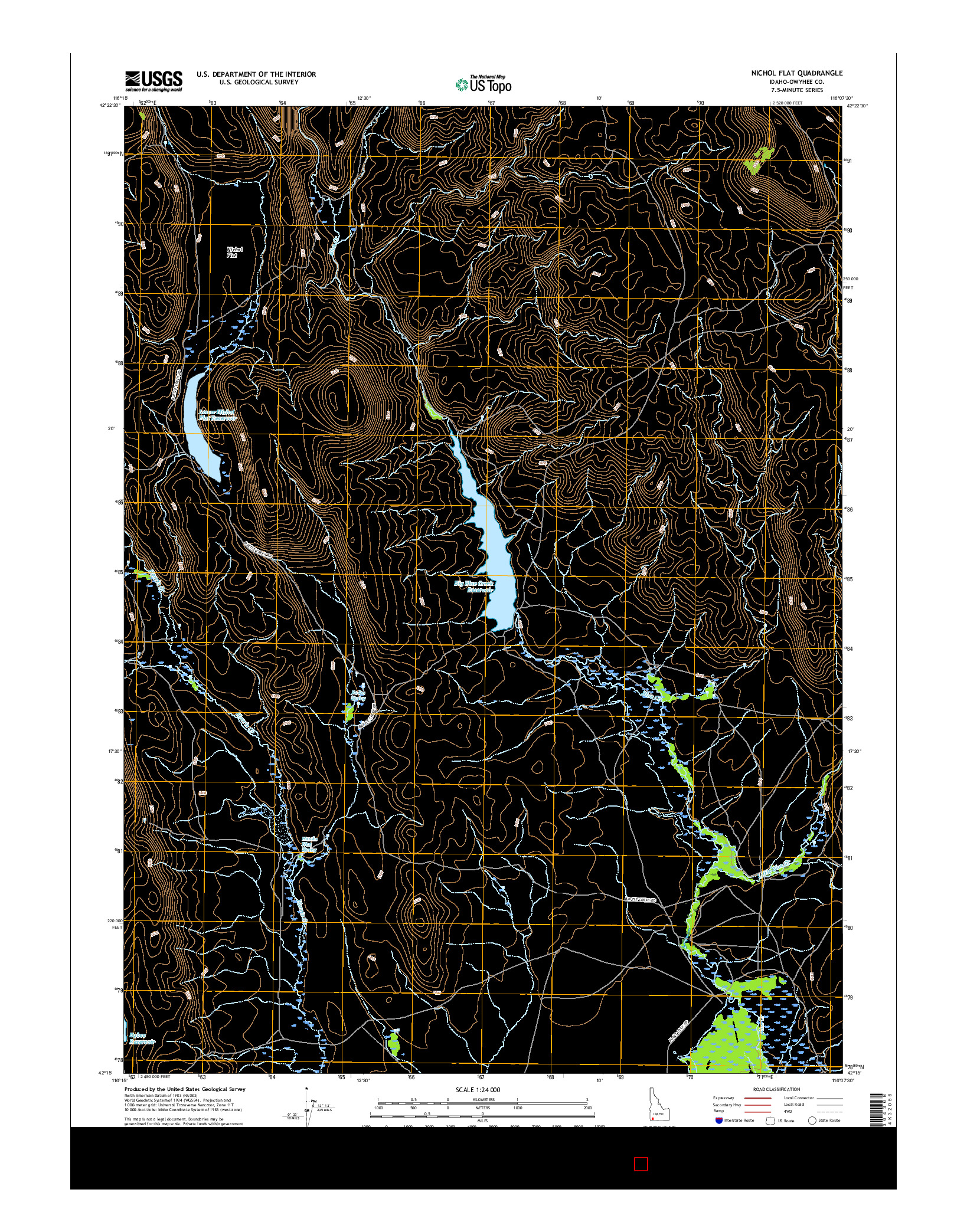 USGS US TOPO 7.5-MINUTE MAP FOR NICHOL FLAT, ID 2017