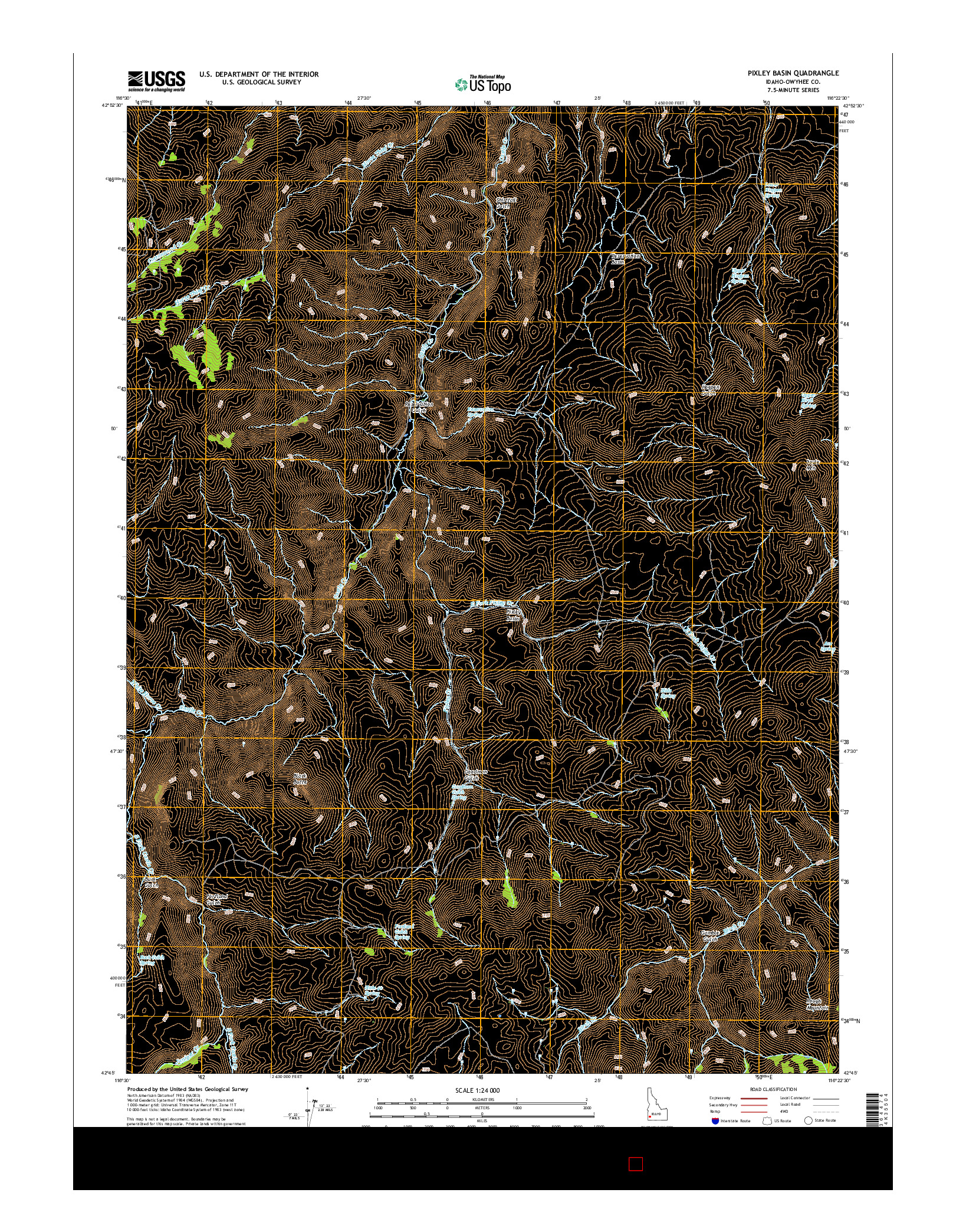 USGS US TOPO 7.5-MINUTE MAP FOR PIXLEY BASIN, ID 2017