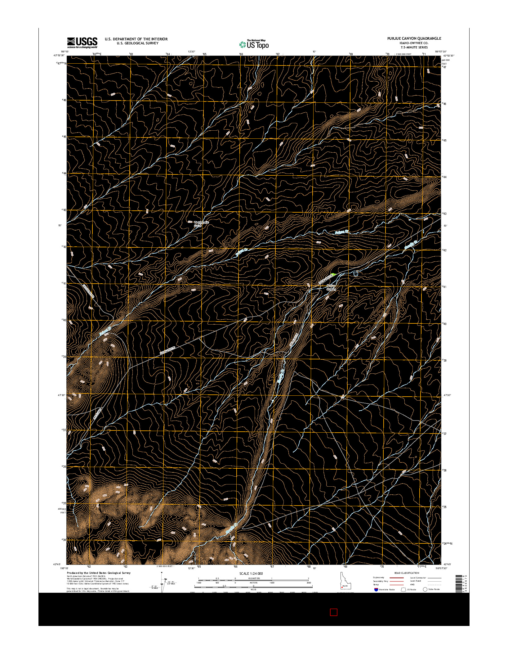 USGS US TOPO 7.5-MINUTE MAP FOR PURJUE CANYON, ID 2017