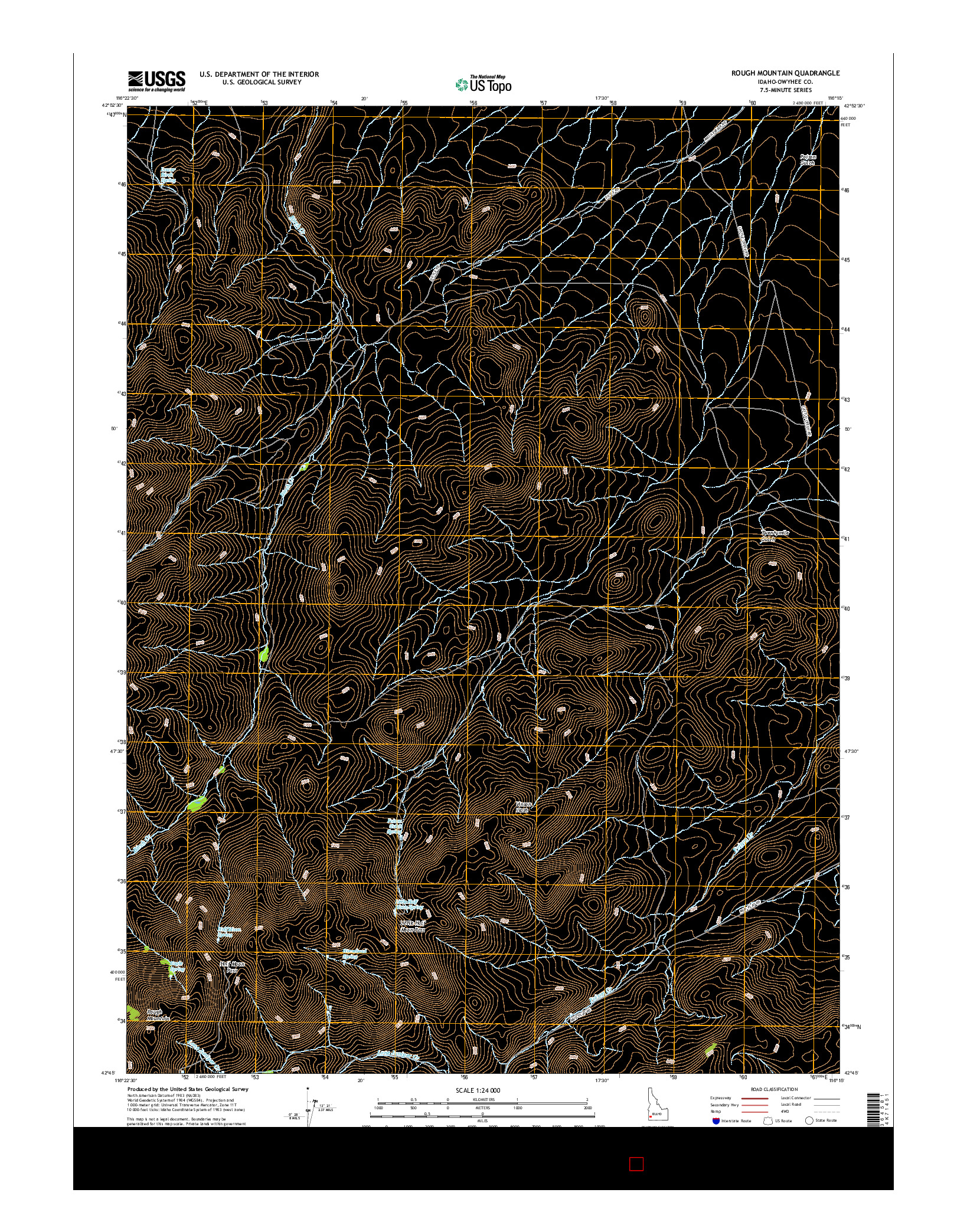 USGS US TOPO 7.5-MINUTE MAP FOR ROUGH MOUNTAIN, ID 2017