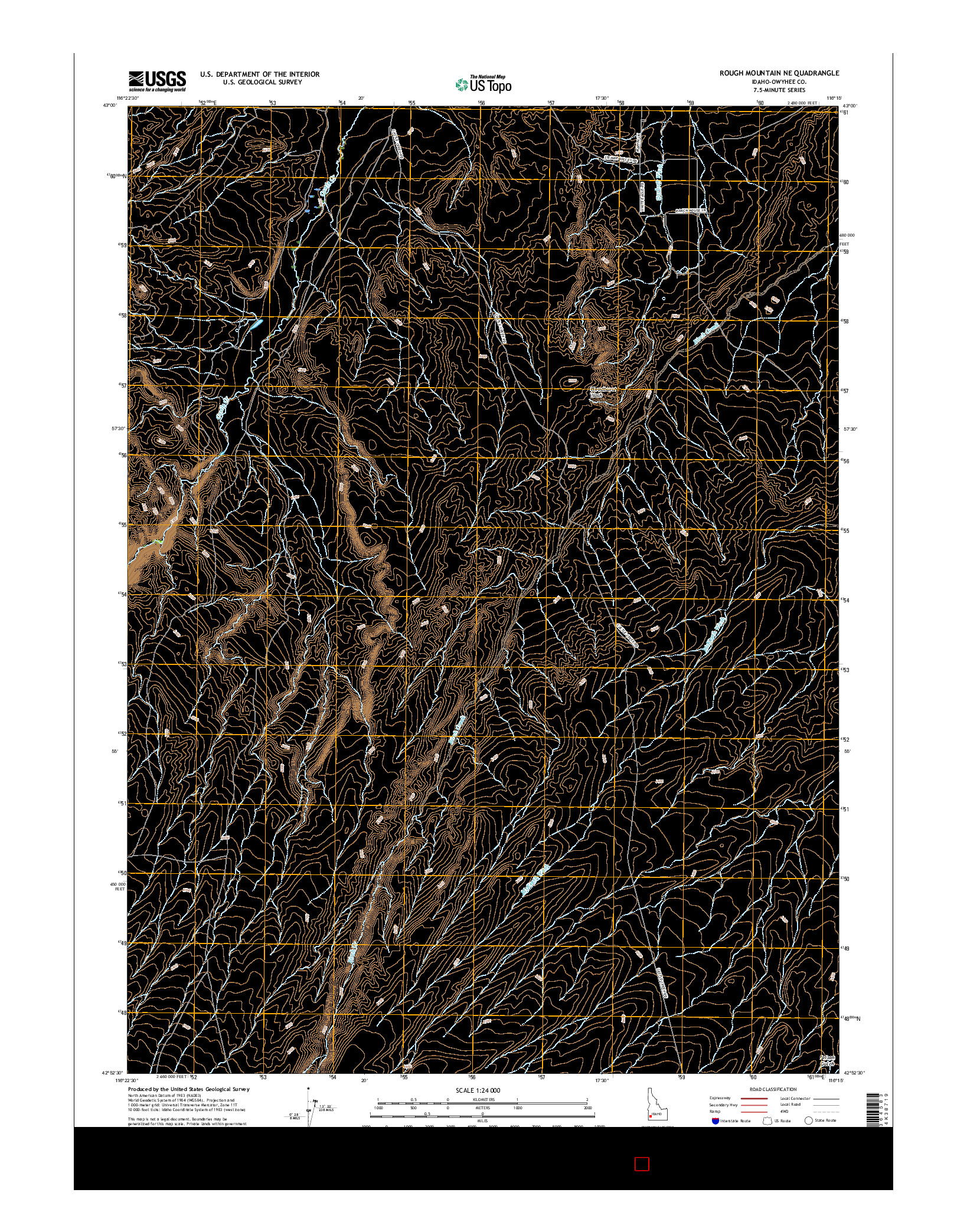 USGS US TOPO 7.5-MINUTE MAP FOR ROUGH MOUNTAIN NE, ID 2017