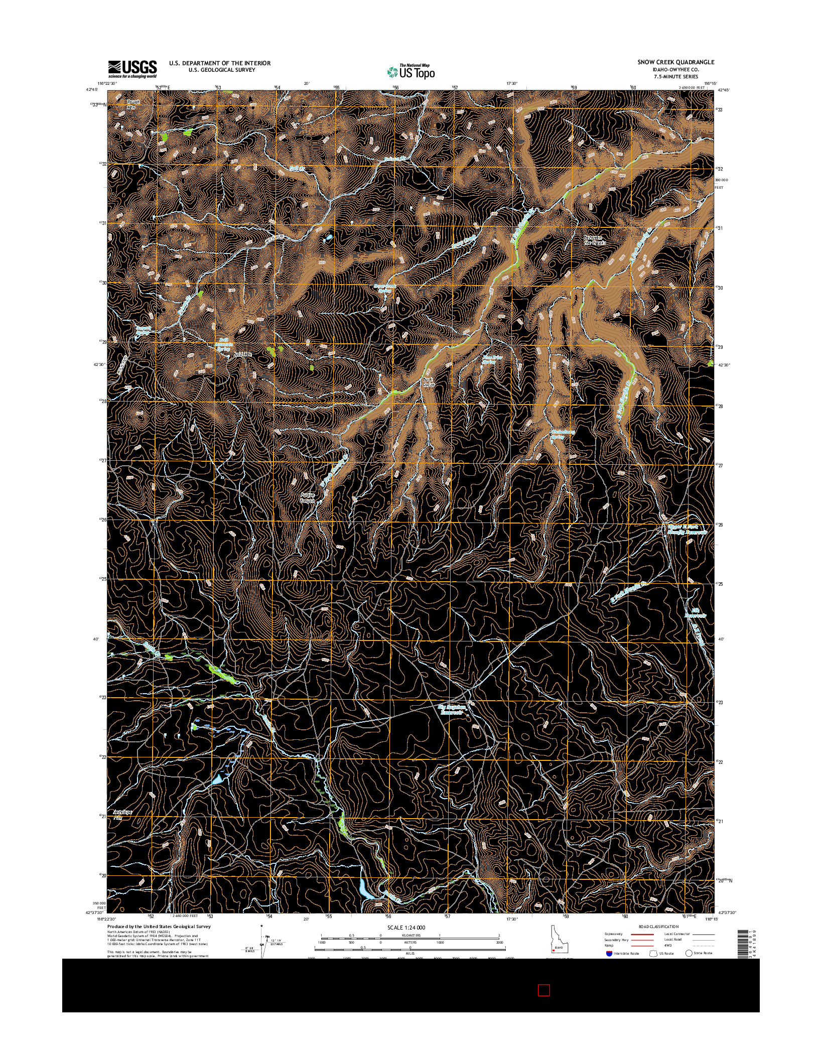 USGS US TOPO 7.5-MINUTE MAP FOR SNOW CREEK, ID 2017