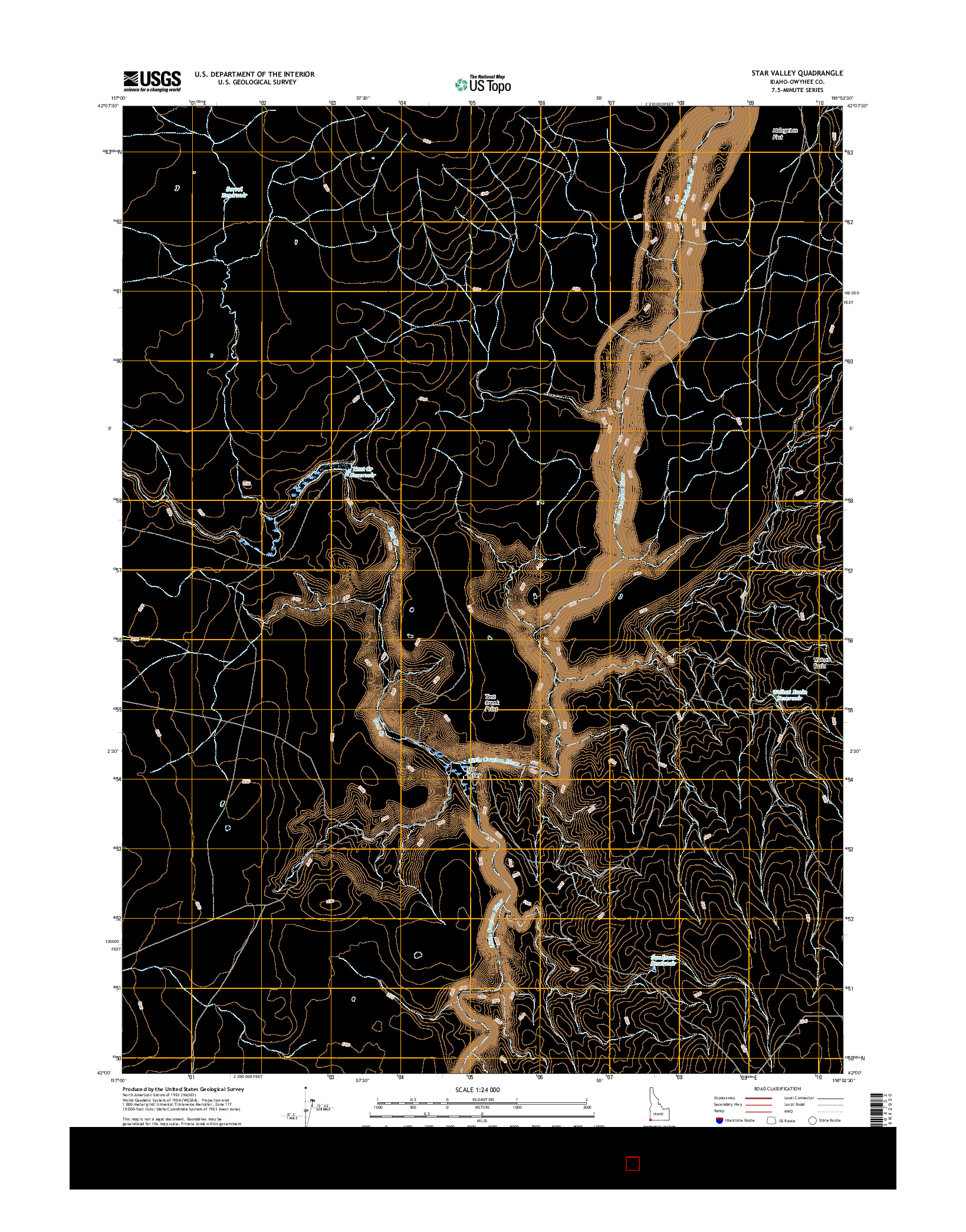 USGS US TOPO 7.5-MINUTE MAP FOR STAR VALLEY, ID 2017