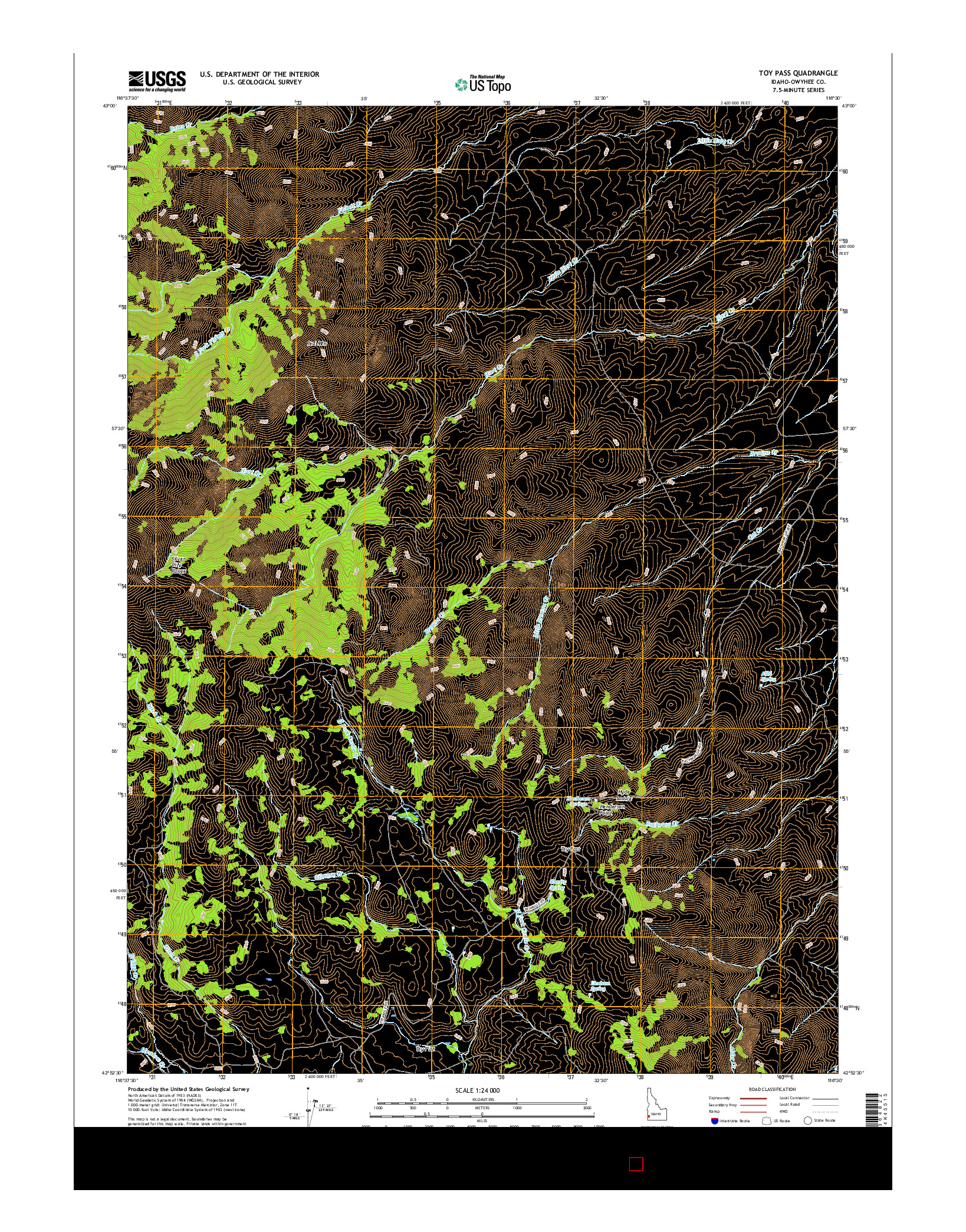 USGS US TOPO 7.5-MINUTE MAP FOR TOY PASS, ID 2017