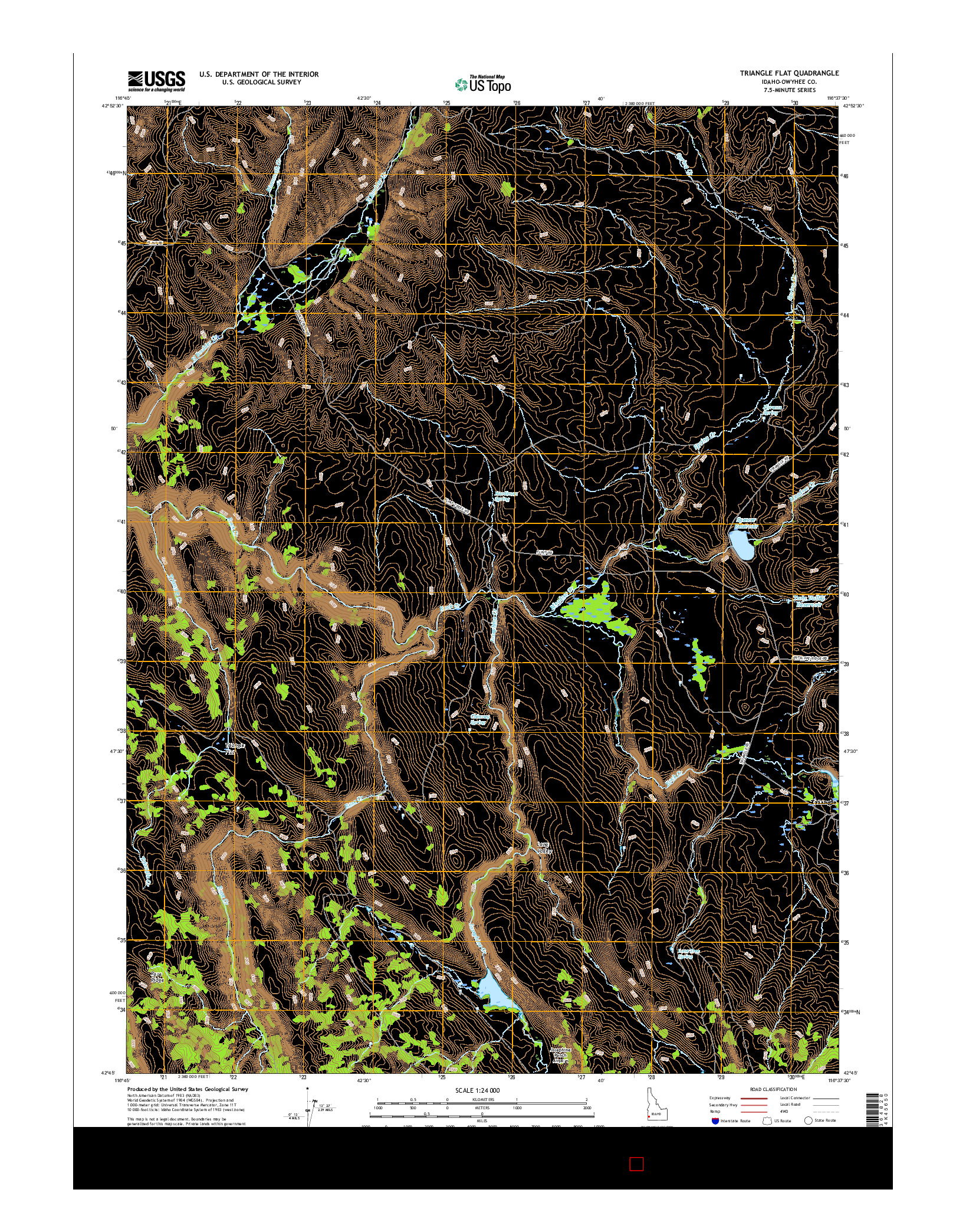 USGS US TOPO 7.5-MINUTE MAP FOR TRIANGLE FLAT, ID 2017