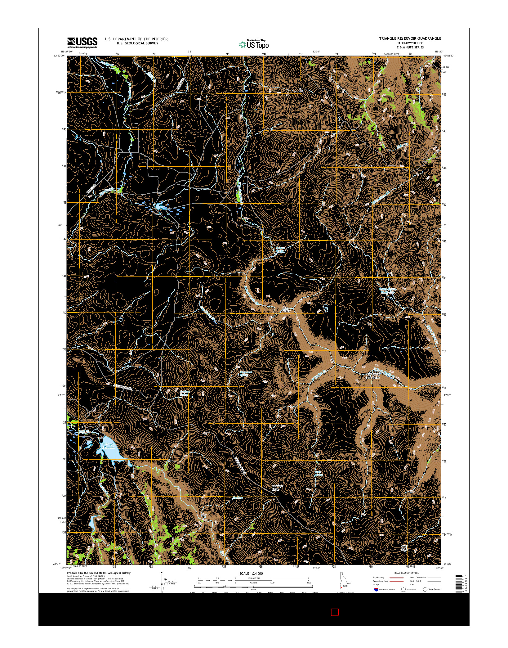 USGS US TOPO 7.5-MINUTE MAP FOR TRIANGLE RESERVOIR, ID 2017