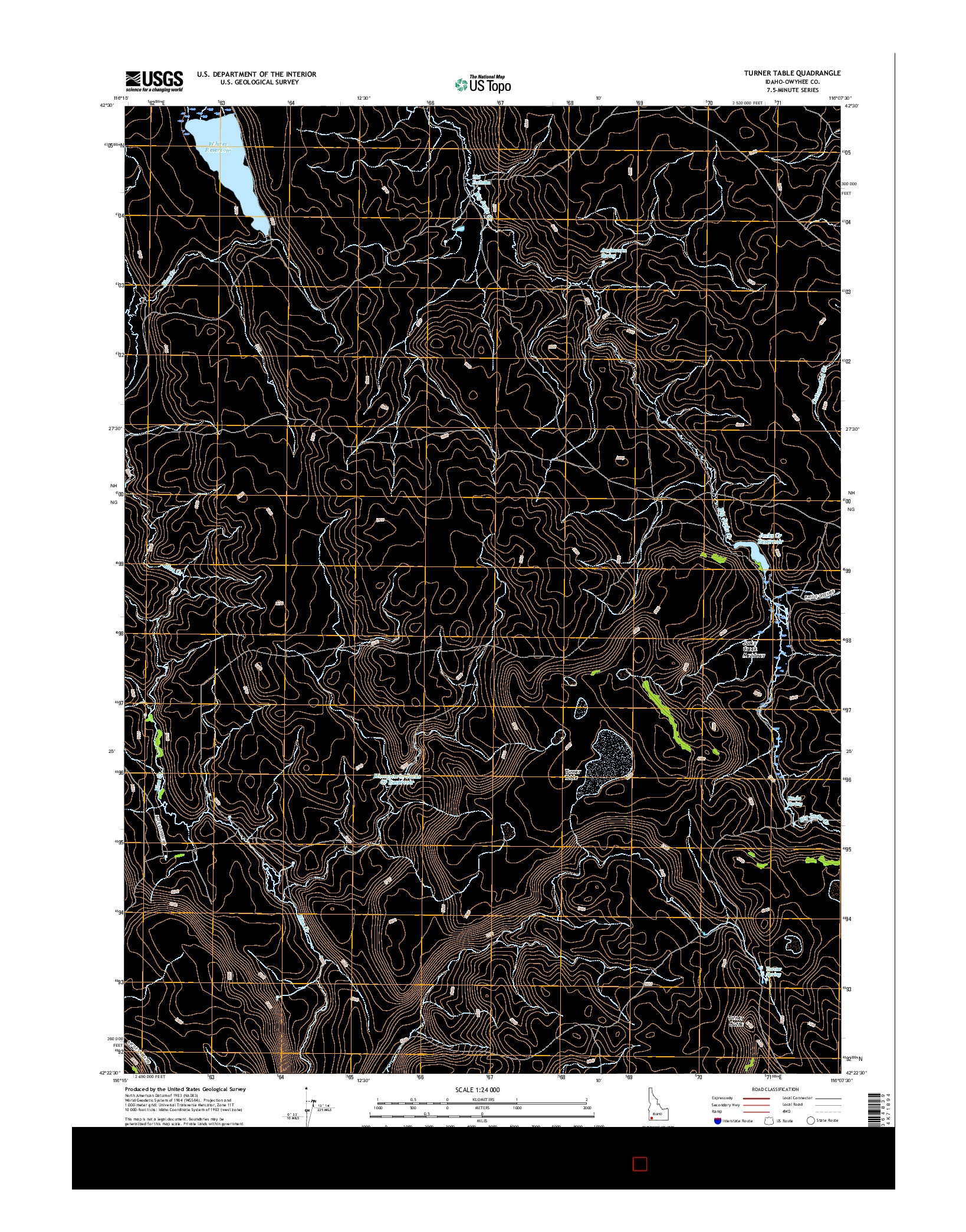 USGS US TOPO 7.5-MINUTE MAP FOR TURNER TABLE, ID 2017
