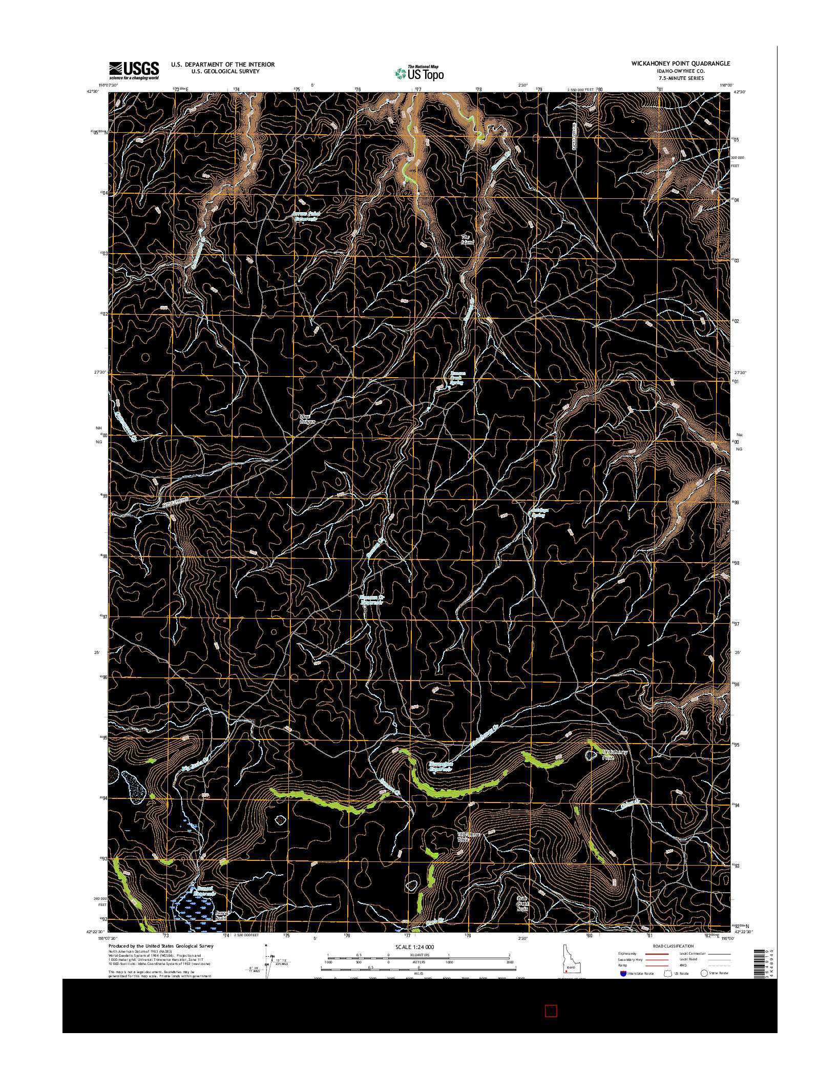 USGS US TOPO 7.5-MINUTE MAP FOR WICKAHONEY POINT, ID 2017