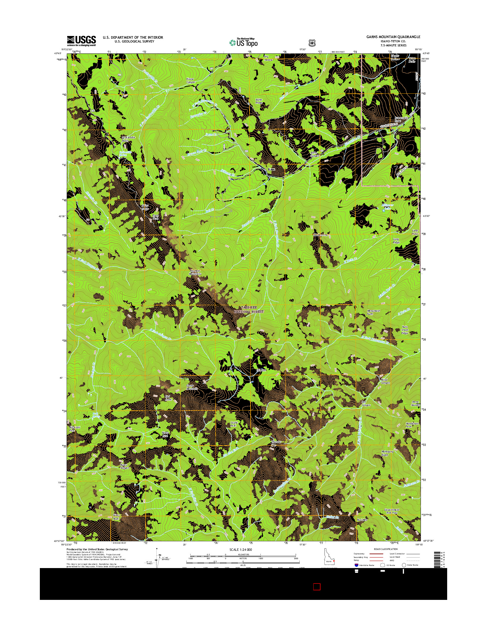 USGS US TOPO 7.5-MINUTE MAP FOR GARNS MOUNTAIN, ID 2017