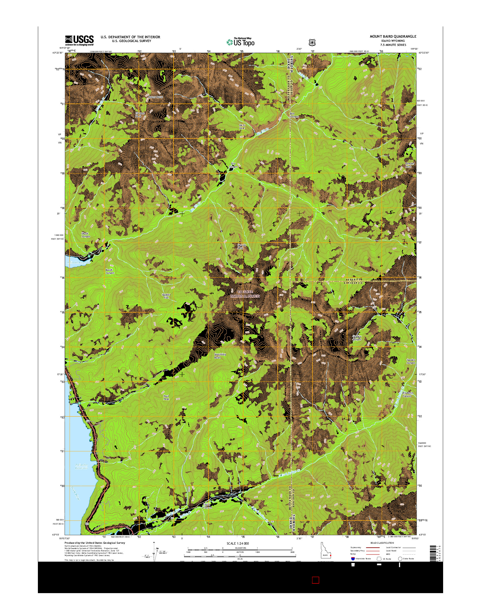 USGS US TOPO 7.5-MINUTE MAP FOR MOUNT BAIRD, ID-WY 2017