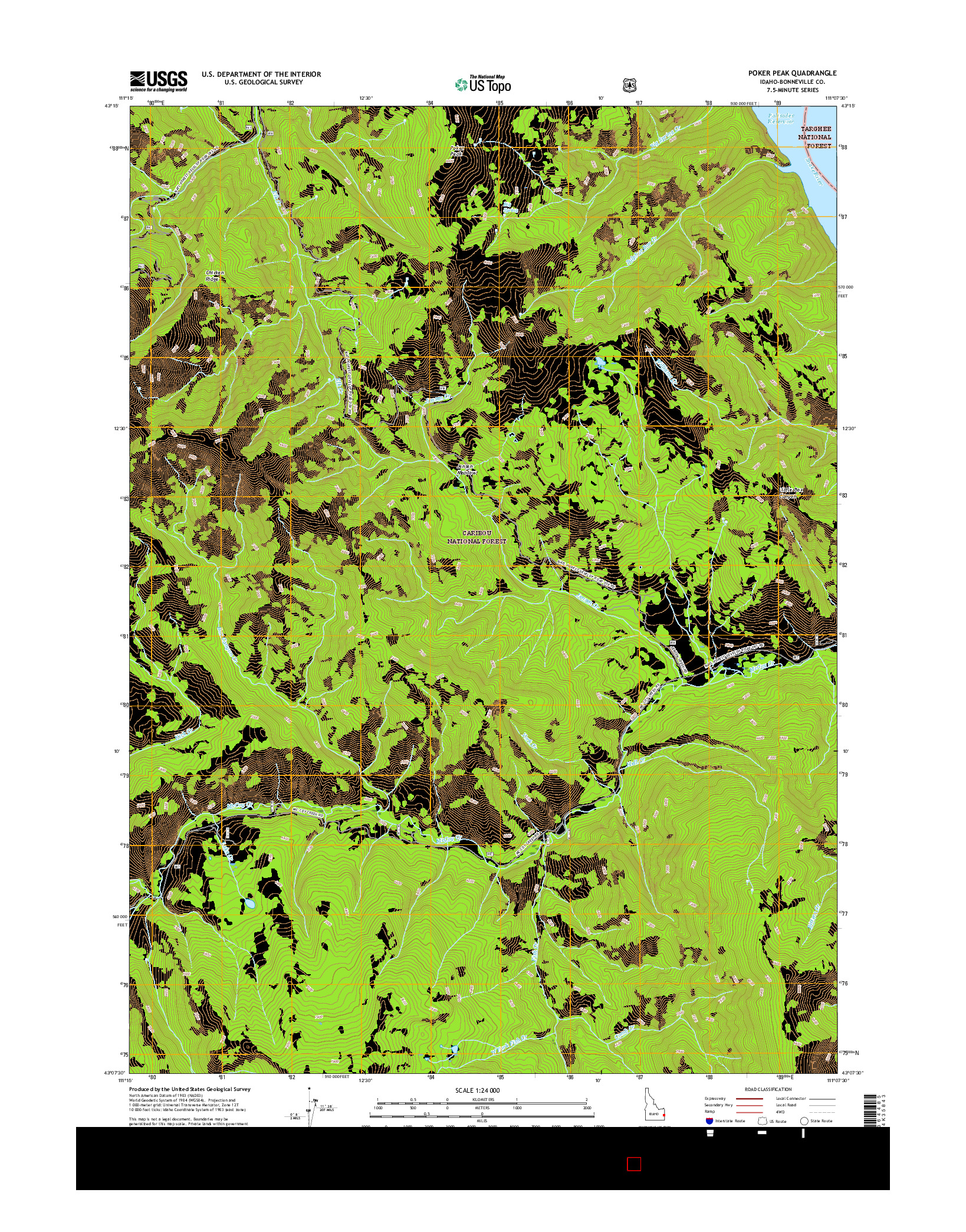 USGS US TOPO 7.5-MINUTE MAP FOR POKER PEAK, ID 2017