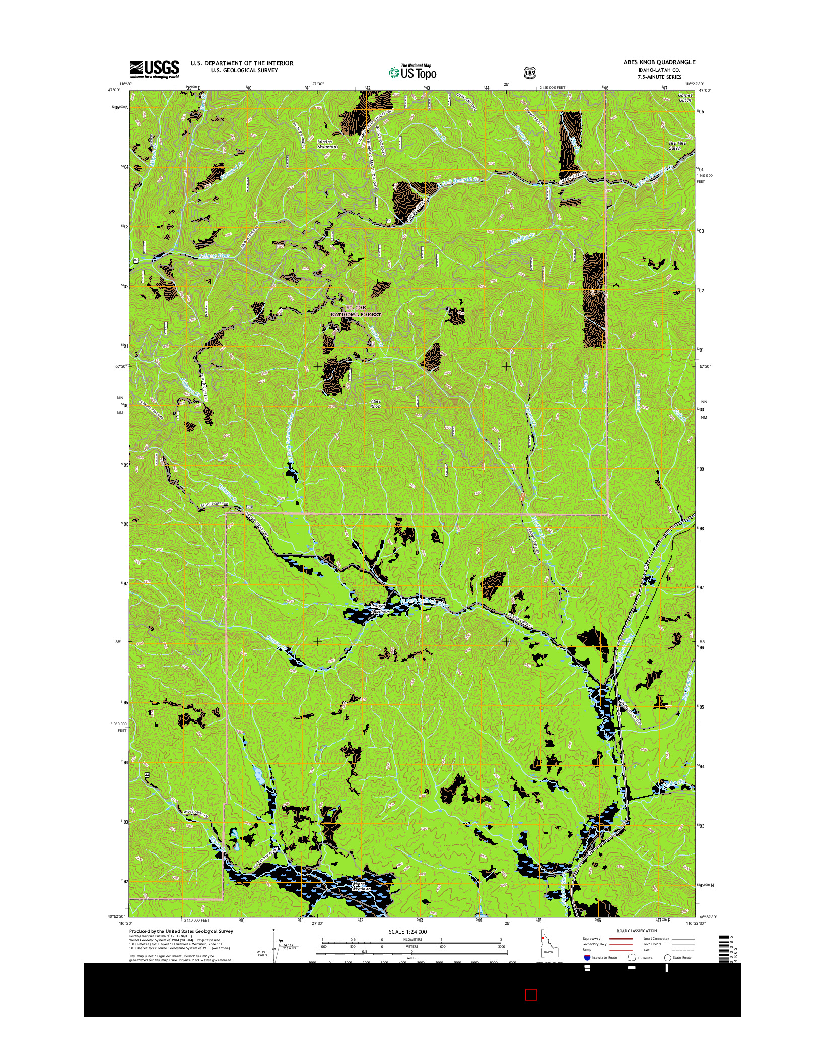 USGS US TOPO 7.5-MINUTE MAP FOR ABES KNOB, ID 2017