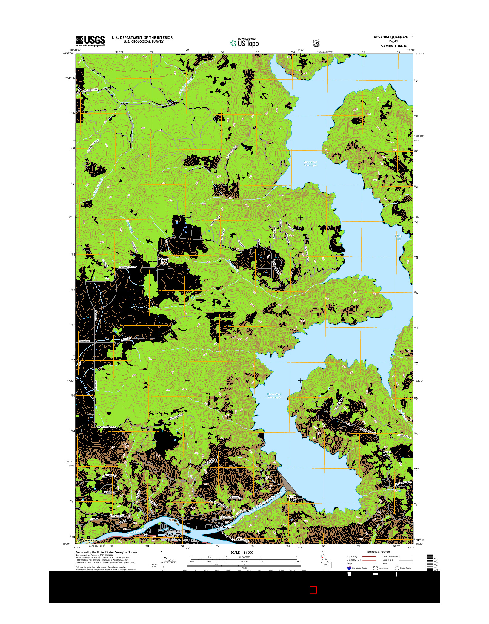 USGS US TOPO 7.5-MINUTE MAP FOR AHSAHKA, ID 2017