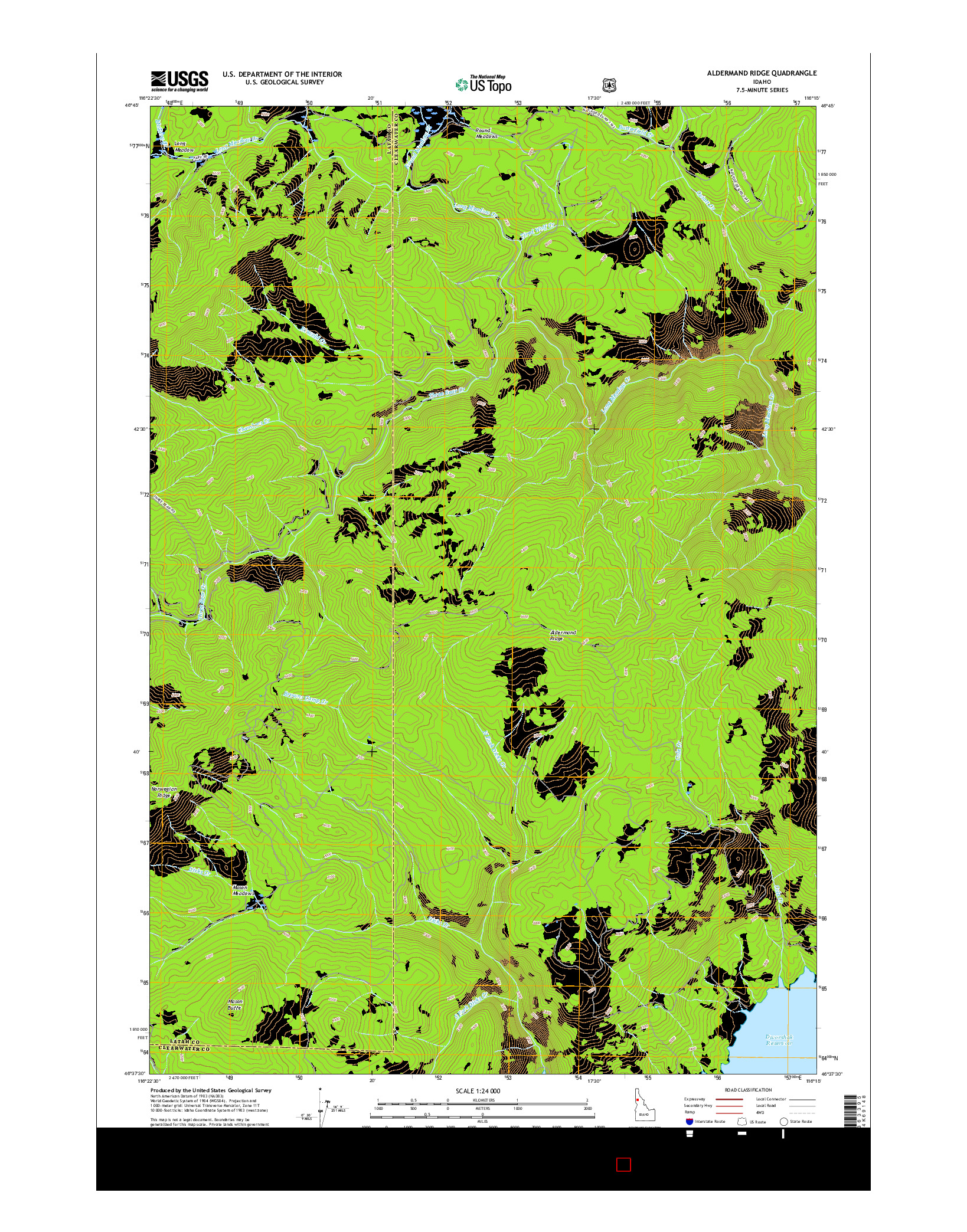 USGS US TOPO 7.5-MINUTE MAP FOR ALDERMAND RIDGE, ID 2017