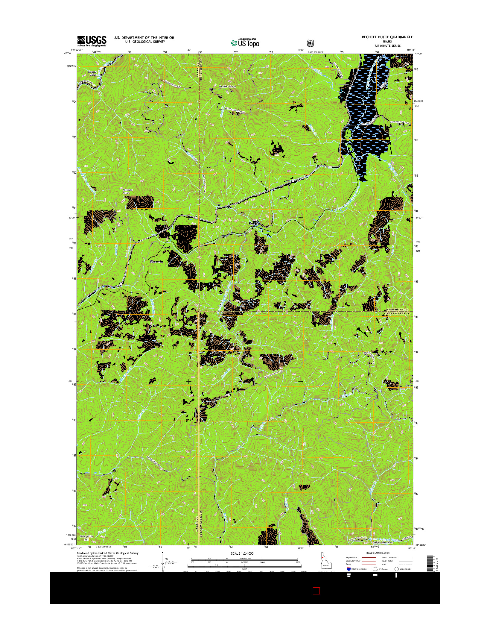 USGS US TOPO 7.5-MINUTE MAP FOR BECHTEL BUTTE, ID 2017