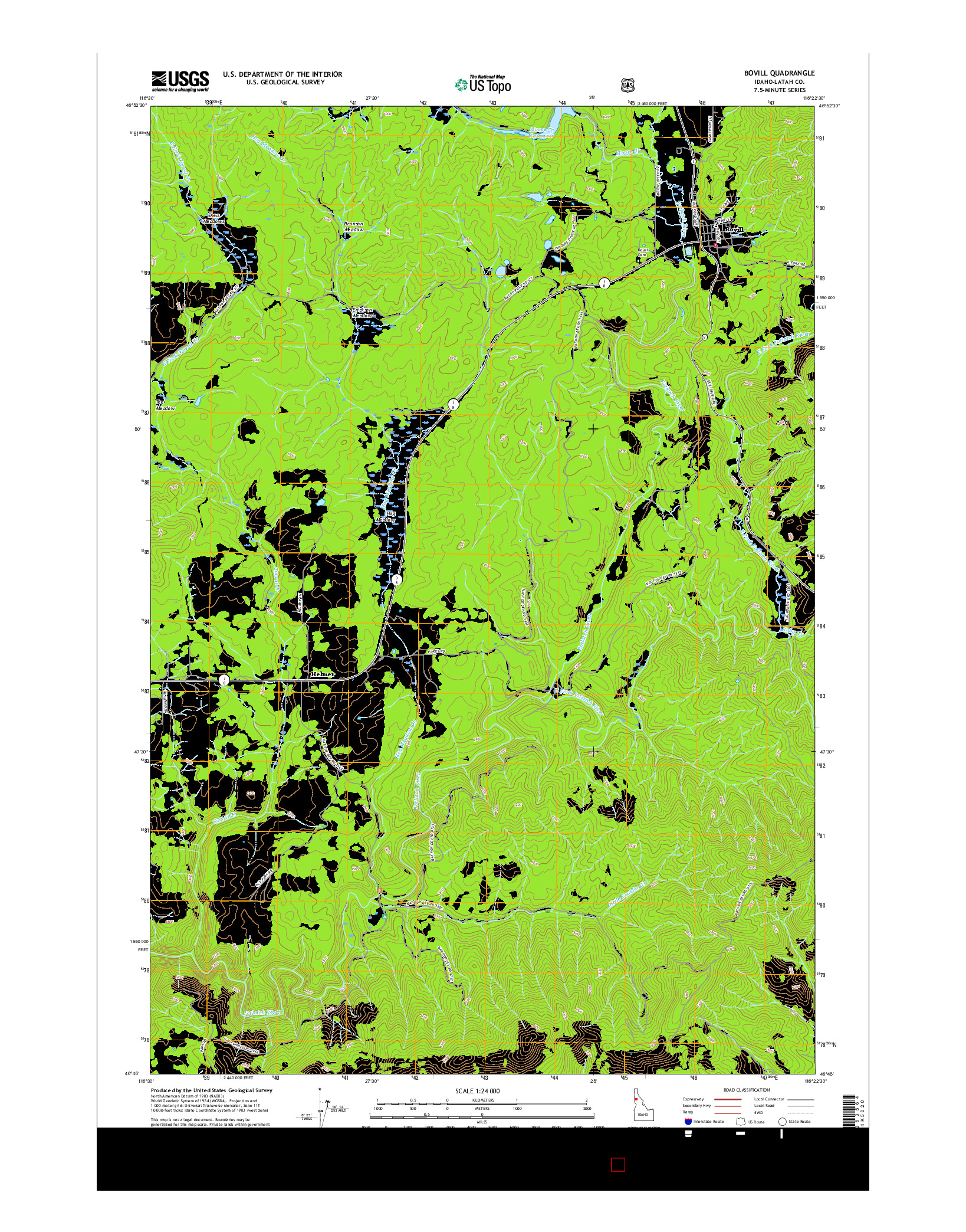 USGS US TOPO 7.5-MINUTE MAP FOR BOVILL, ID 2017