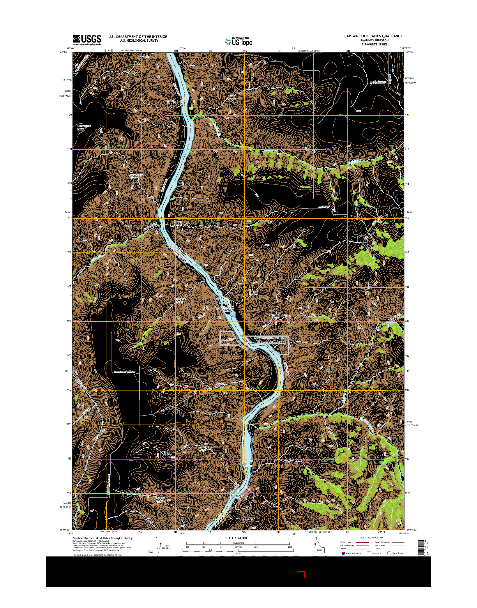 USGS US TOPO 7.5-MINUTE MAP FOR CAPTAIN JOHN RAPIDS, ID-WA 2017