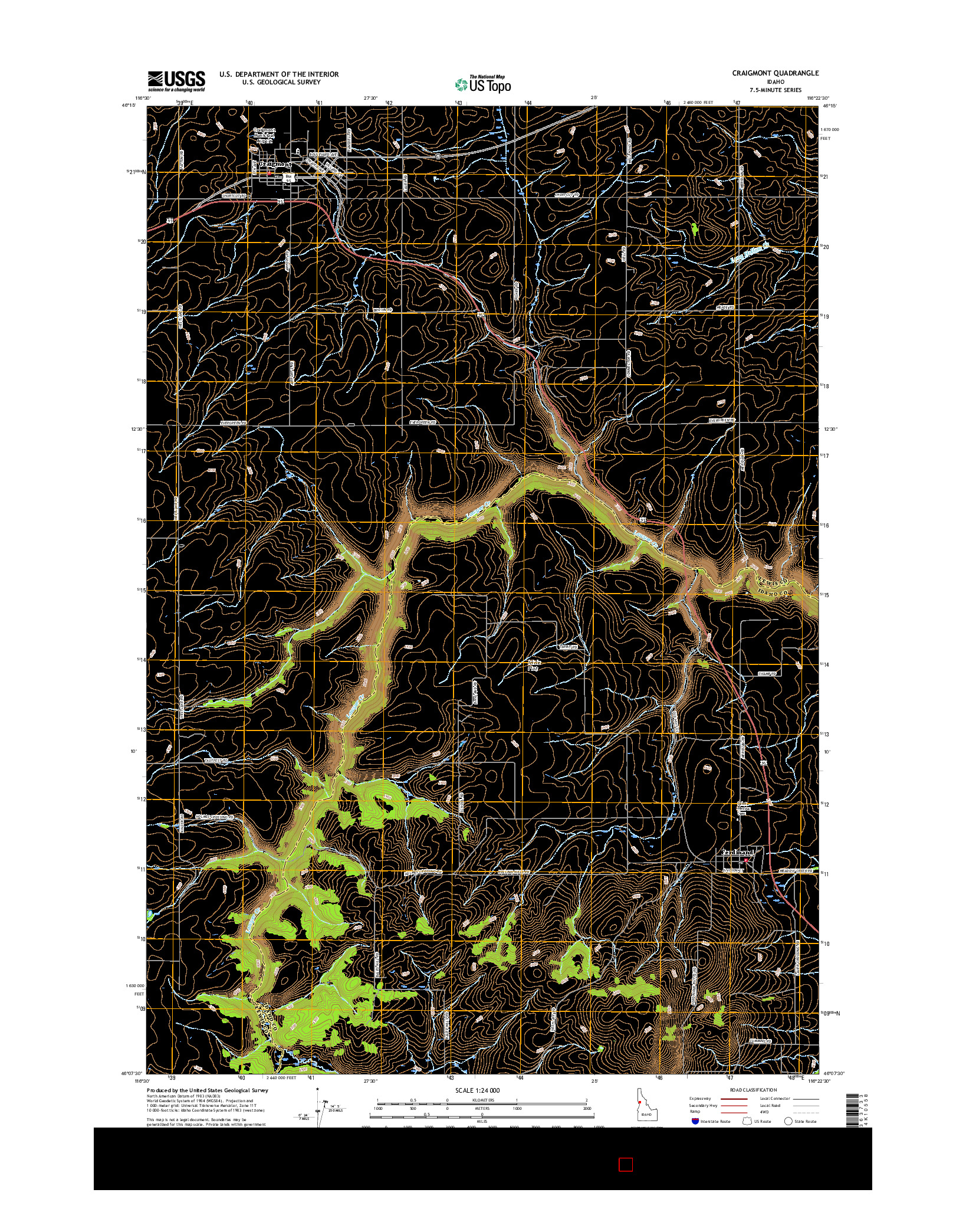 USGS US TOPO 7.5-MINUTE MAP FOR CRAIGMONT, ID 2017