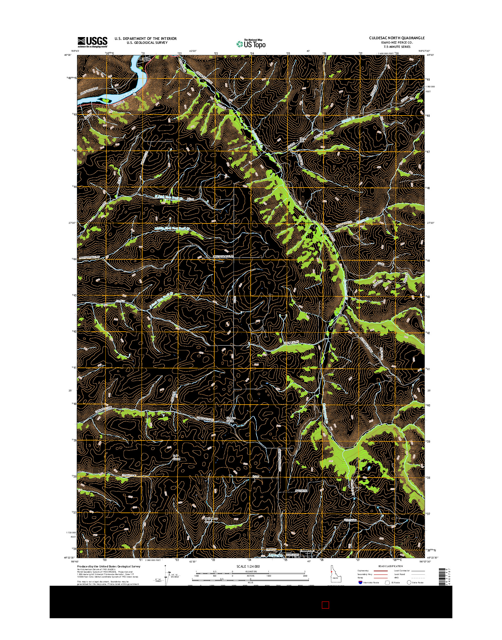USGS US TOPO 7.5-MINUTE MAP FOR CULDESAC NORTH, ID 2017