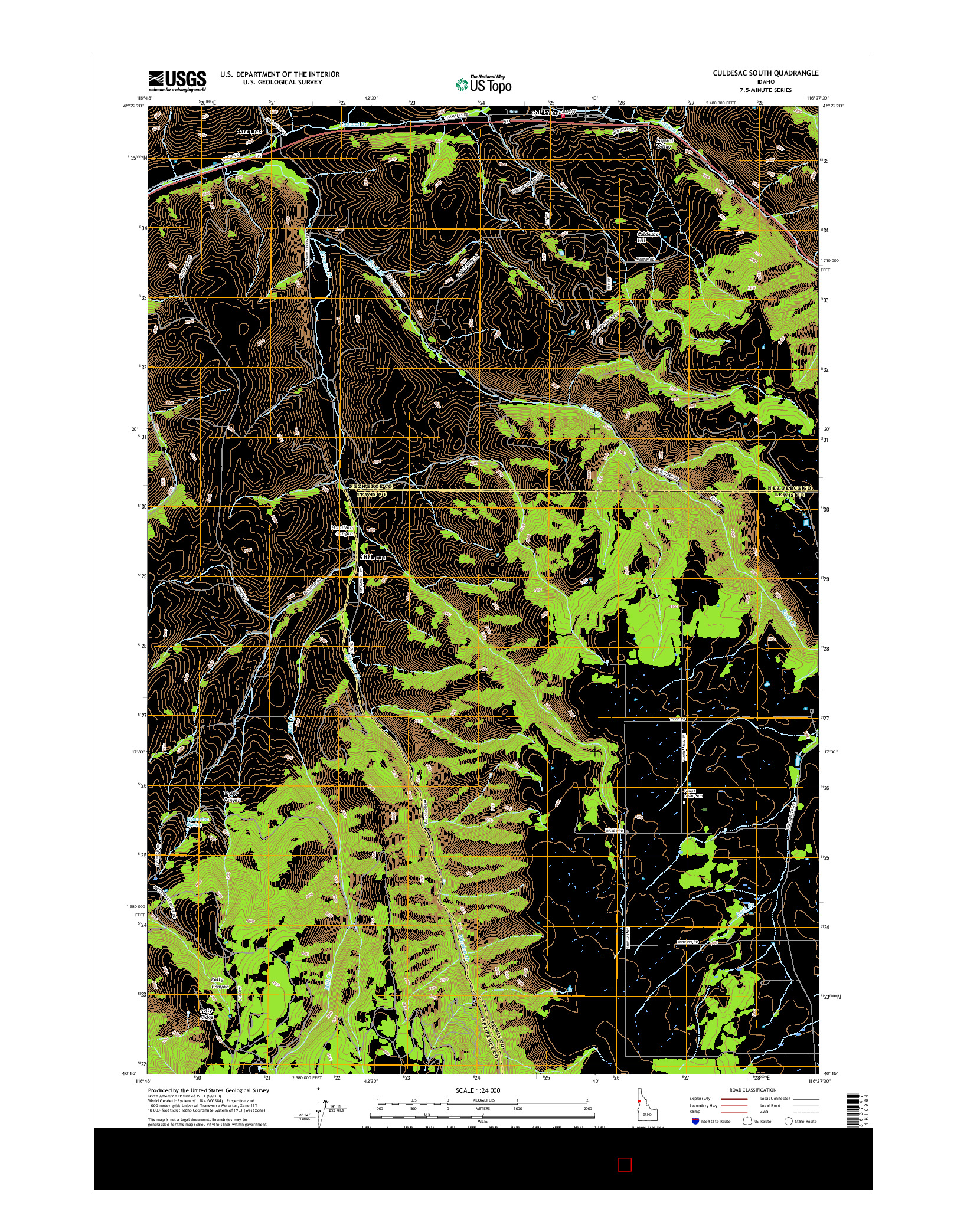 USGS US TOPO 7.5-MINUTE MAP FOR CULDESAC SOUTH, ID 2017