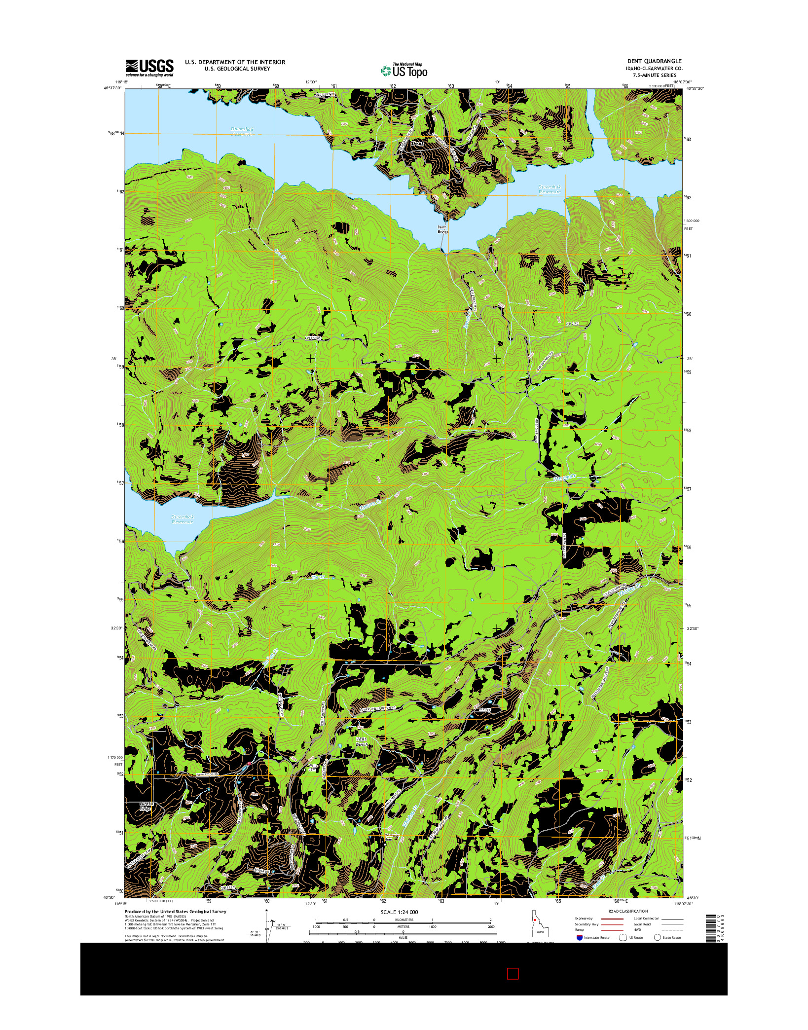 USGS US TOPO 7.5-MINUTE MAP FOR DENT, ID 2017