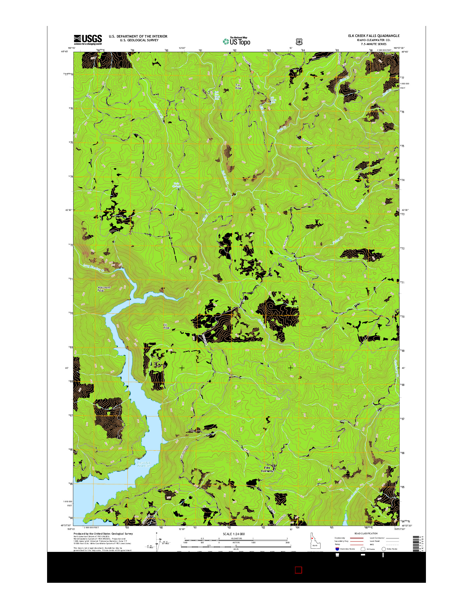 USGS US TOPO 7.5-MINUTE MAP FOR ELK CREEK FALLS, ID 2017