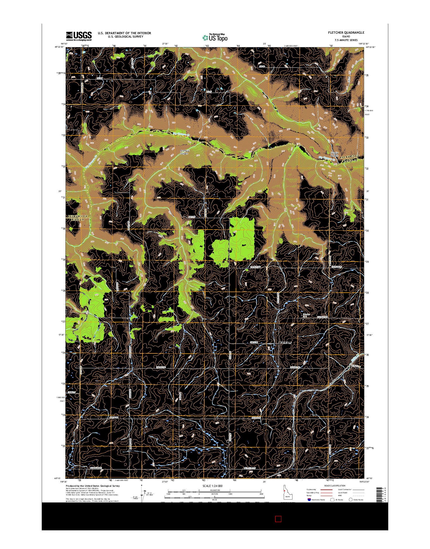 USGS US TOPO 7.5-MINUTE MAP FOR FLETCHER, ID 2017