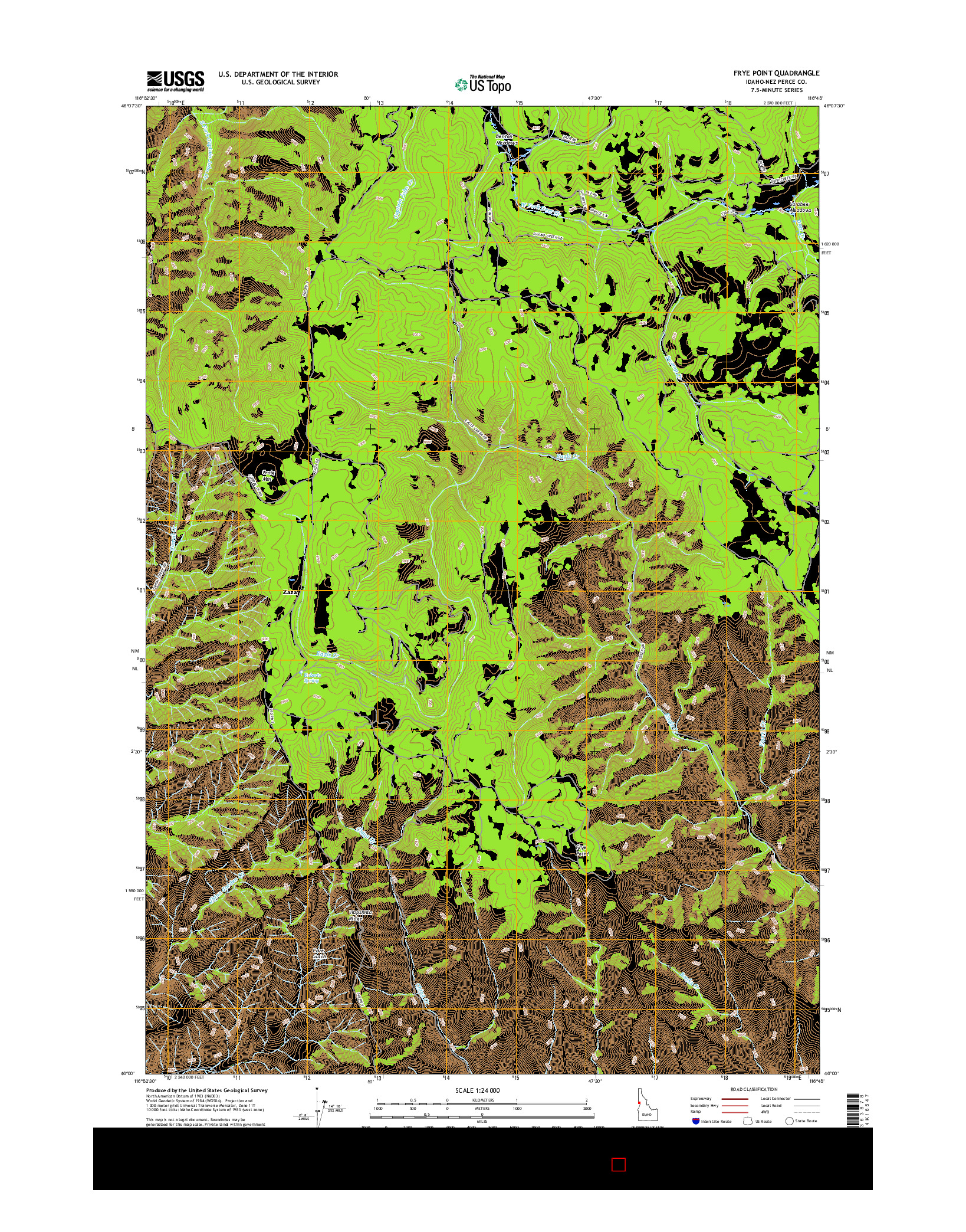 USGS US TOPO 7.5-MINUTE MAP FOR FRYE POINT, ID 2017