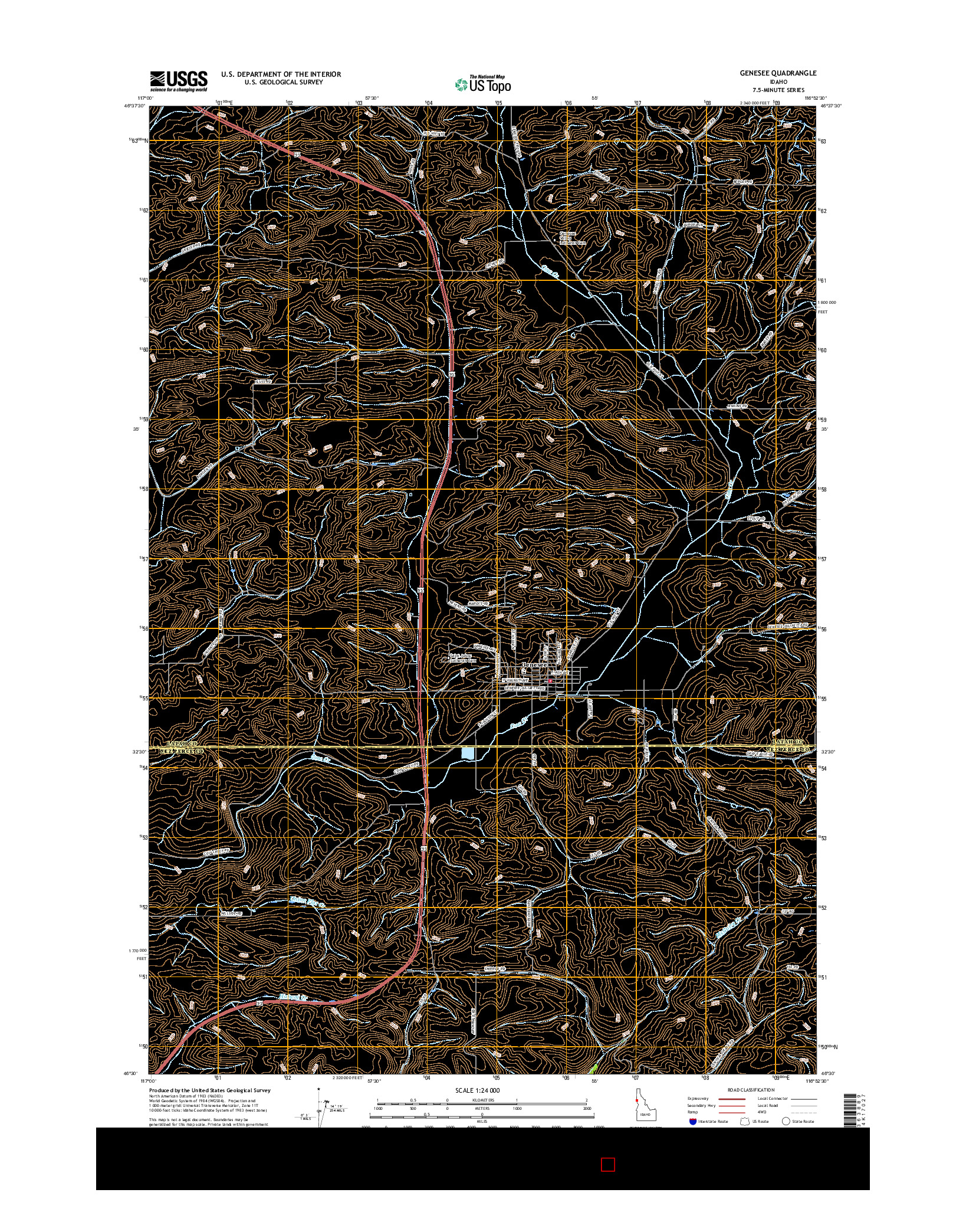 USGS US TOPO 7.5-MINUTE MAP FOR GENESEE, ID 2017