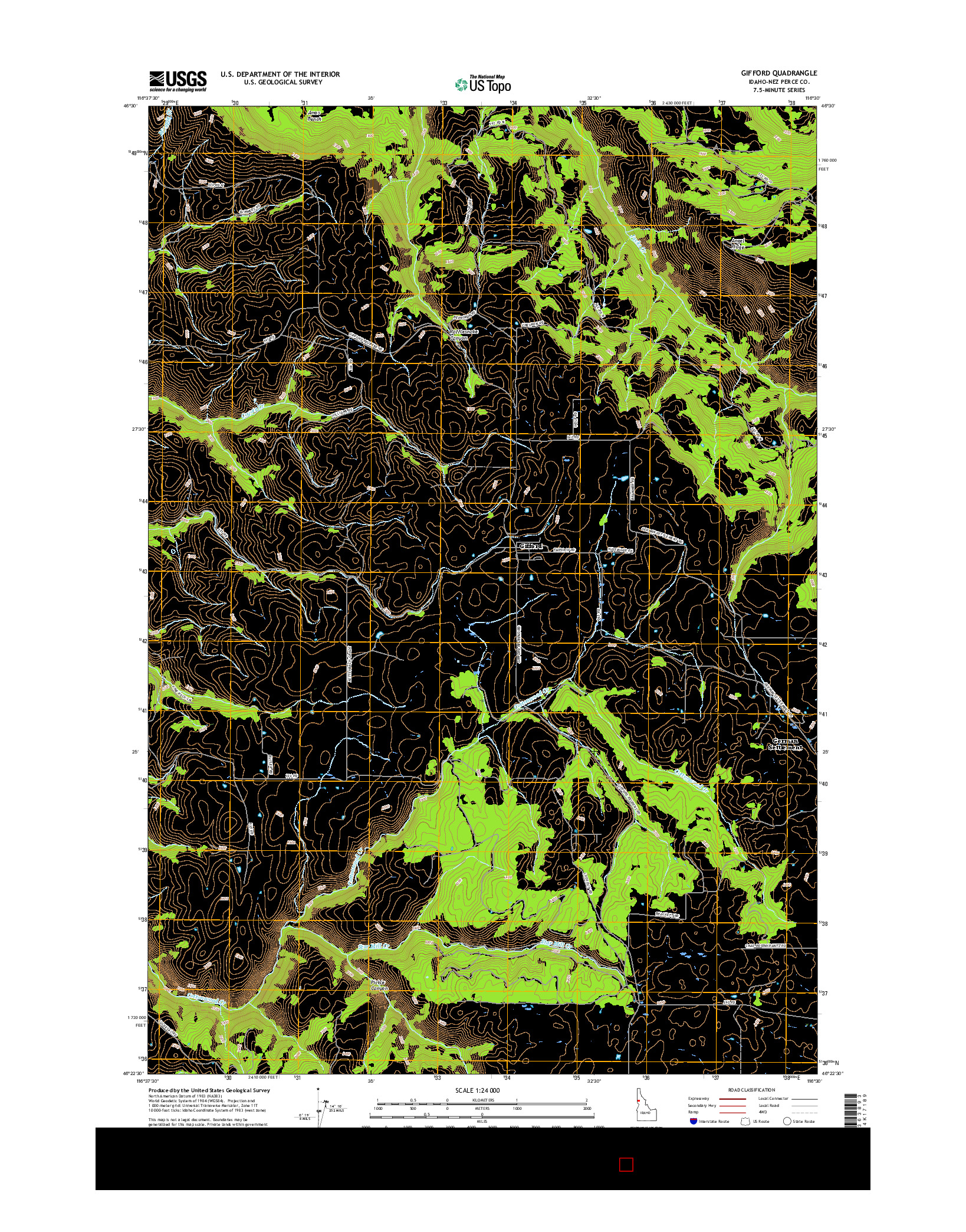 USGS US TOPO 7.5-MINUTE MAP FOR GIFFORD, ID 2017