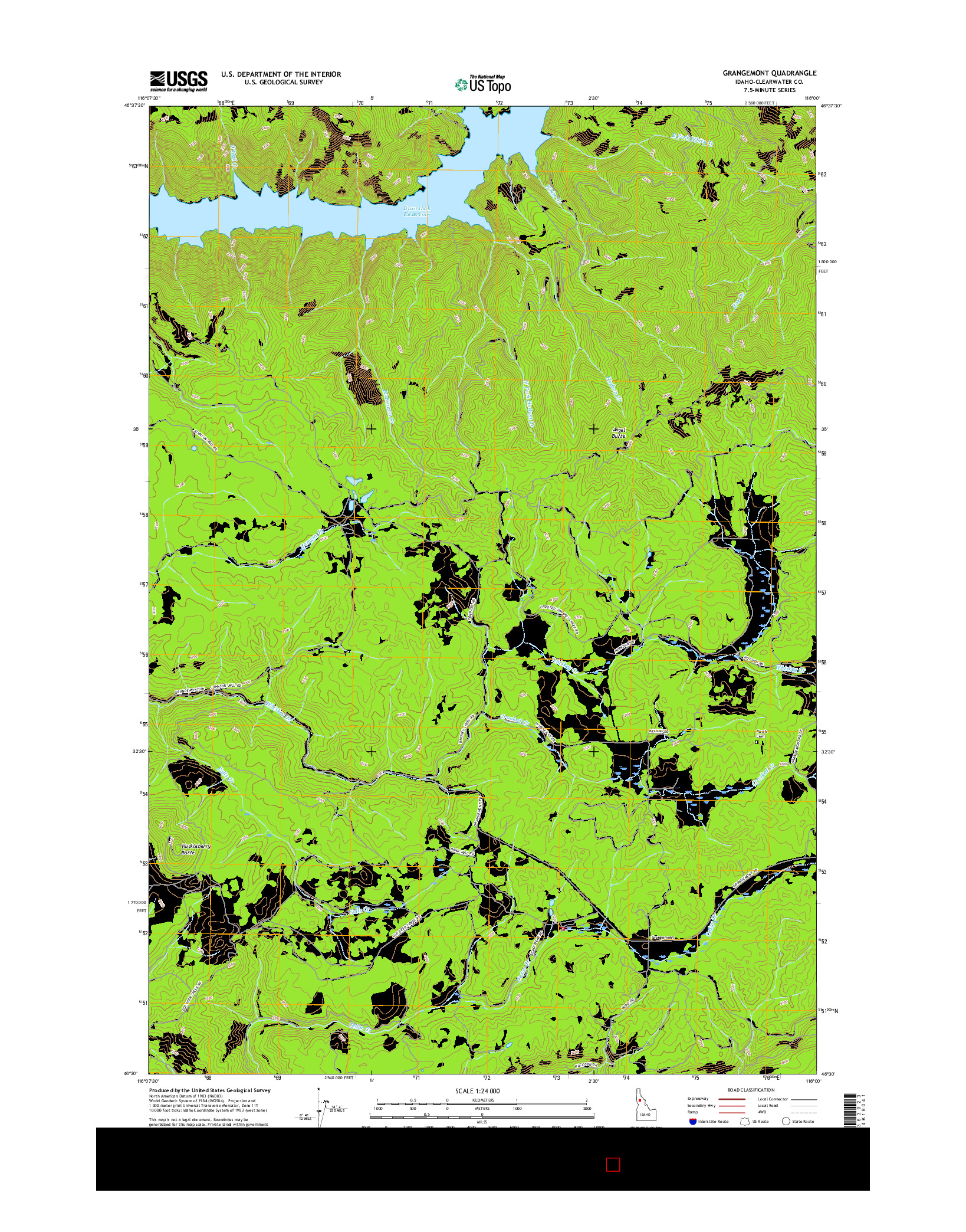 USGS US TOPO 7.5-MINUTE MAP FOR GRANGEMONT, ID 2017