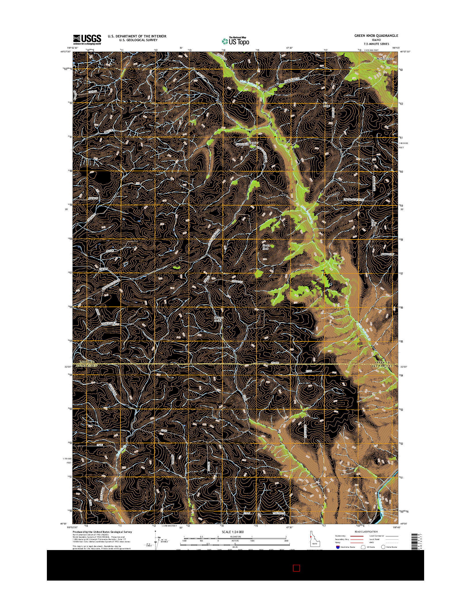 USGS US TOPO 7.5-MINUTE MAP FOR GREEN KNOB, ID 2017