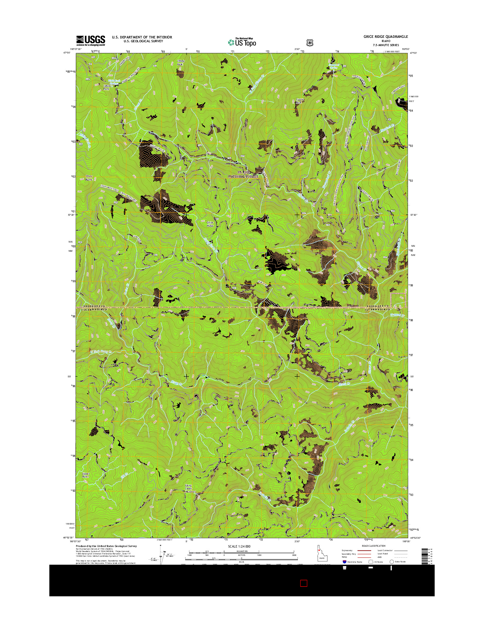 USGS US TOPO 7.5-MINUTE MAP FOR GRICE RIDGE, ID 2017