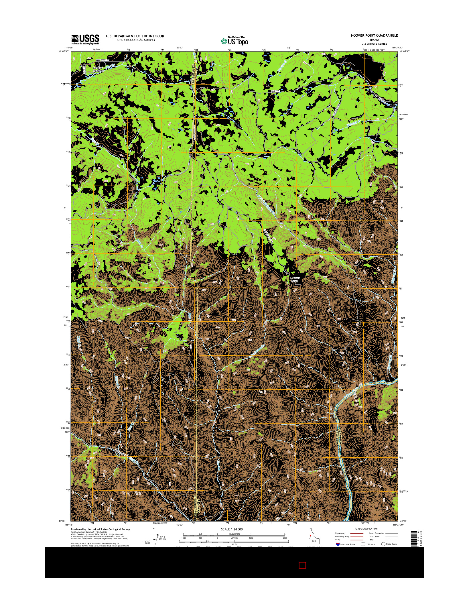 USGS US TOPO 7.5-MINUTE MAP FOR HOOVER POINT, ID 2017