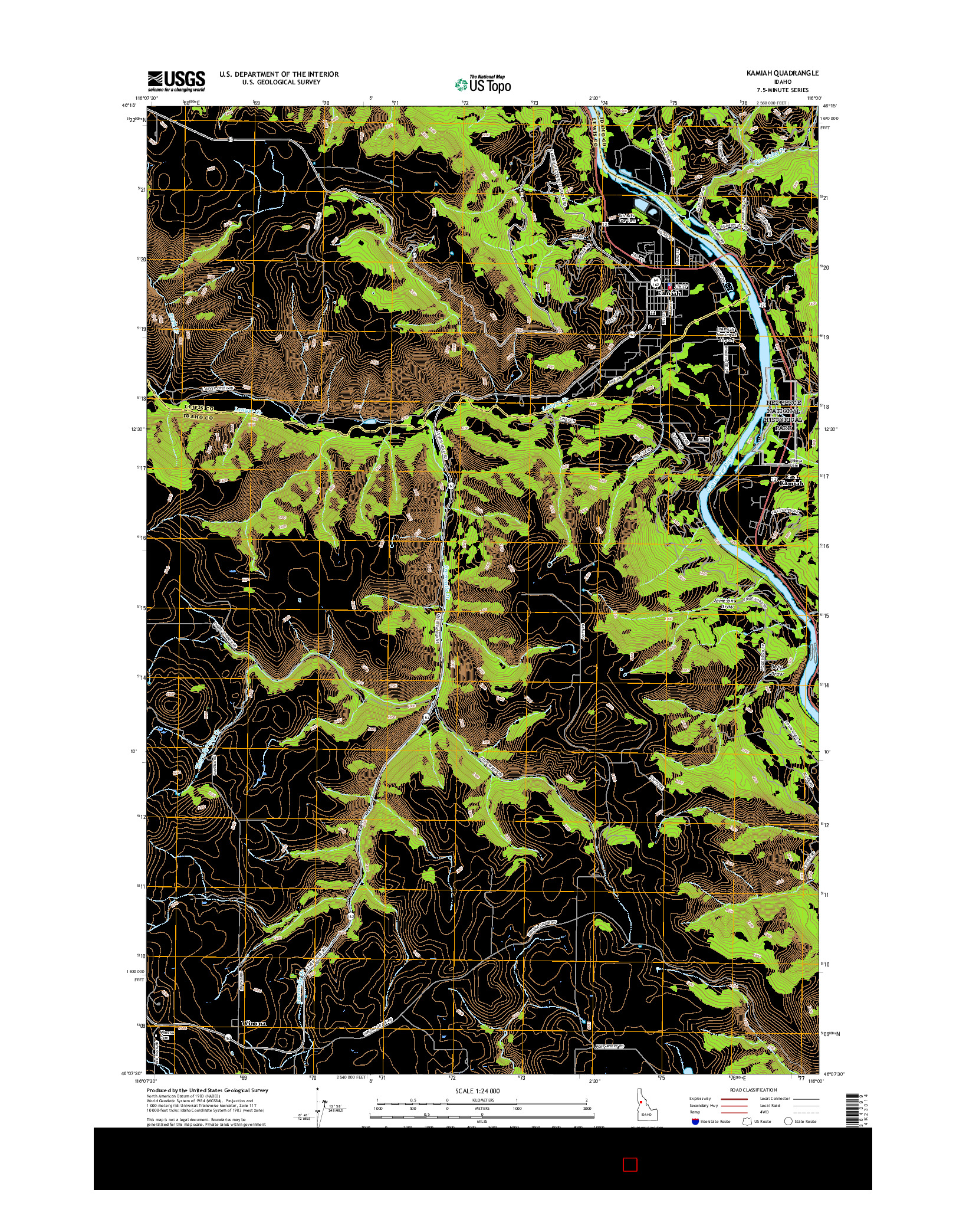 USGS US TOPO 7.5-MINUTE MAP FOR KAMIAH, ID 2017