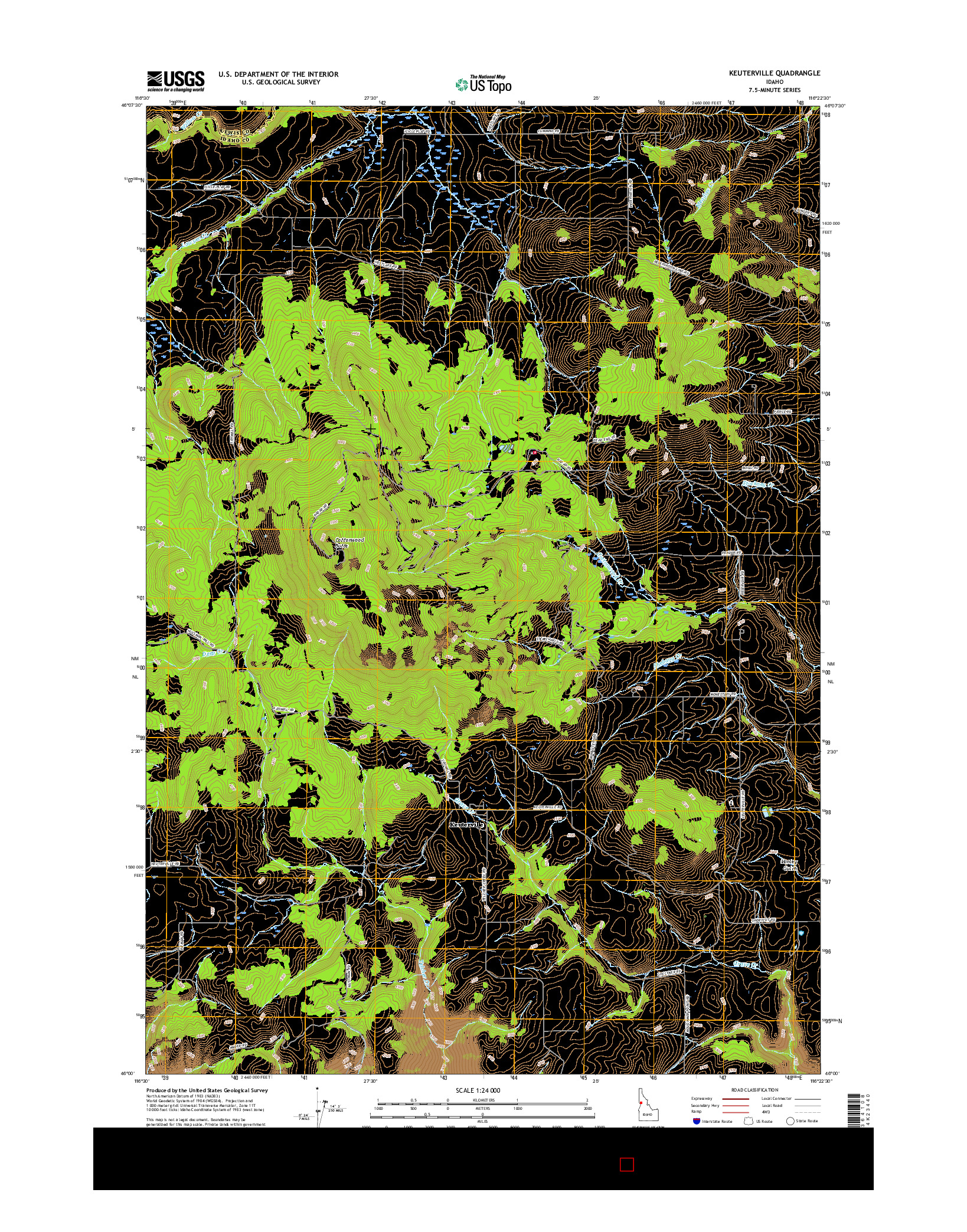 USGS US TOPO 7.5-MINUTE MAP FOR KEUTERVILLE, ID 2017