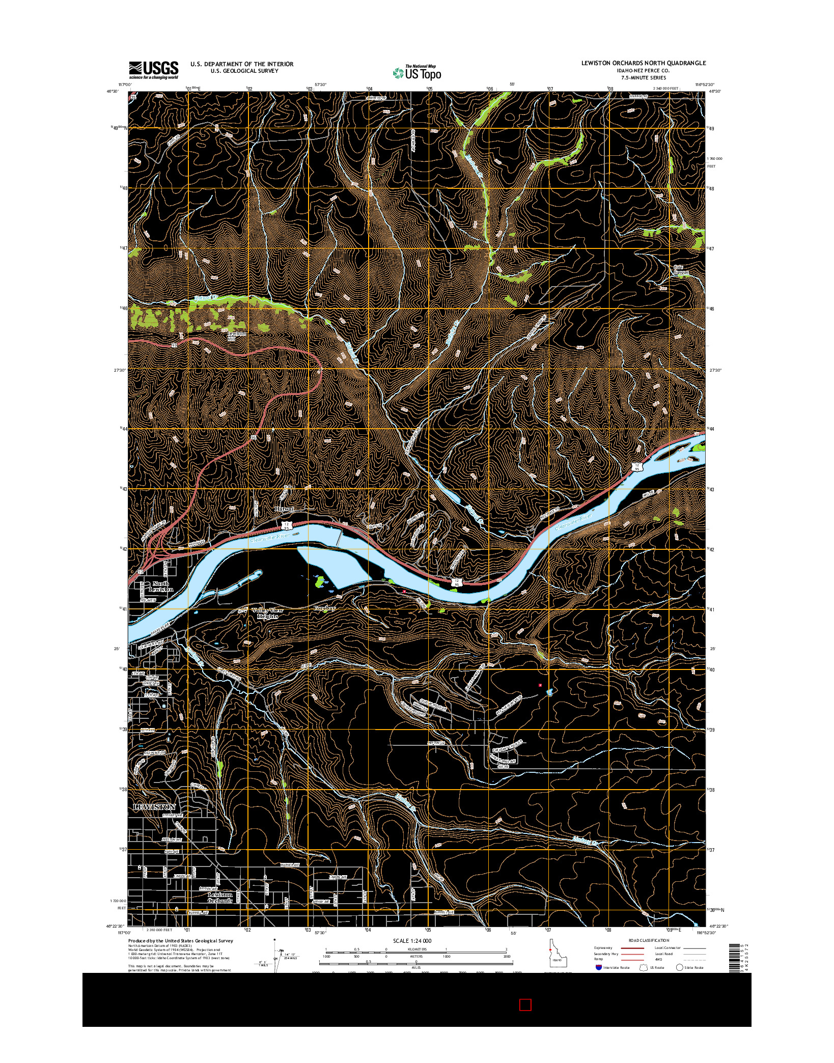 USGS US TOPO 7.5-MINUTE MAP FOR LEWISTON ORCHARDS NORTH, ID 2017