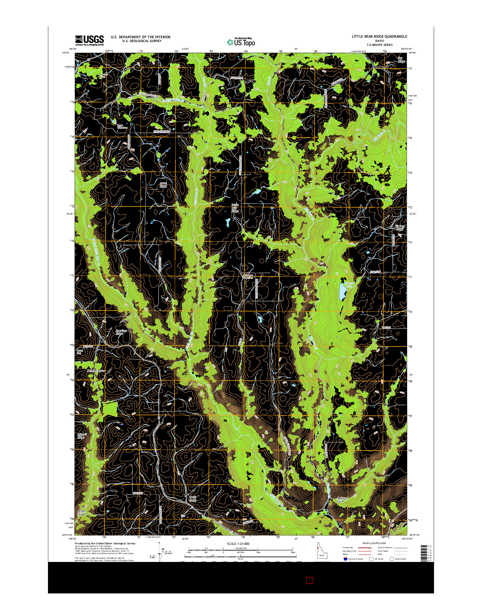 USGS US TOPO 7.5-MINUTE MAP FOR LITTLE BEAR RIDGE, ID 2017